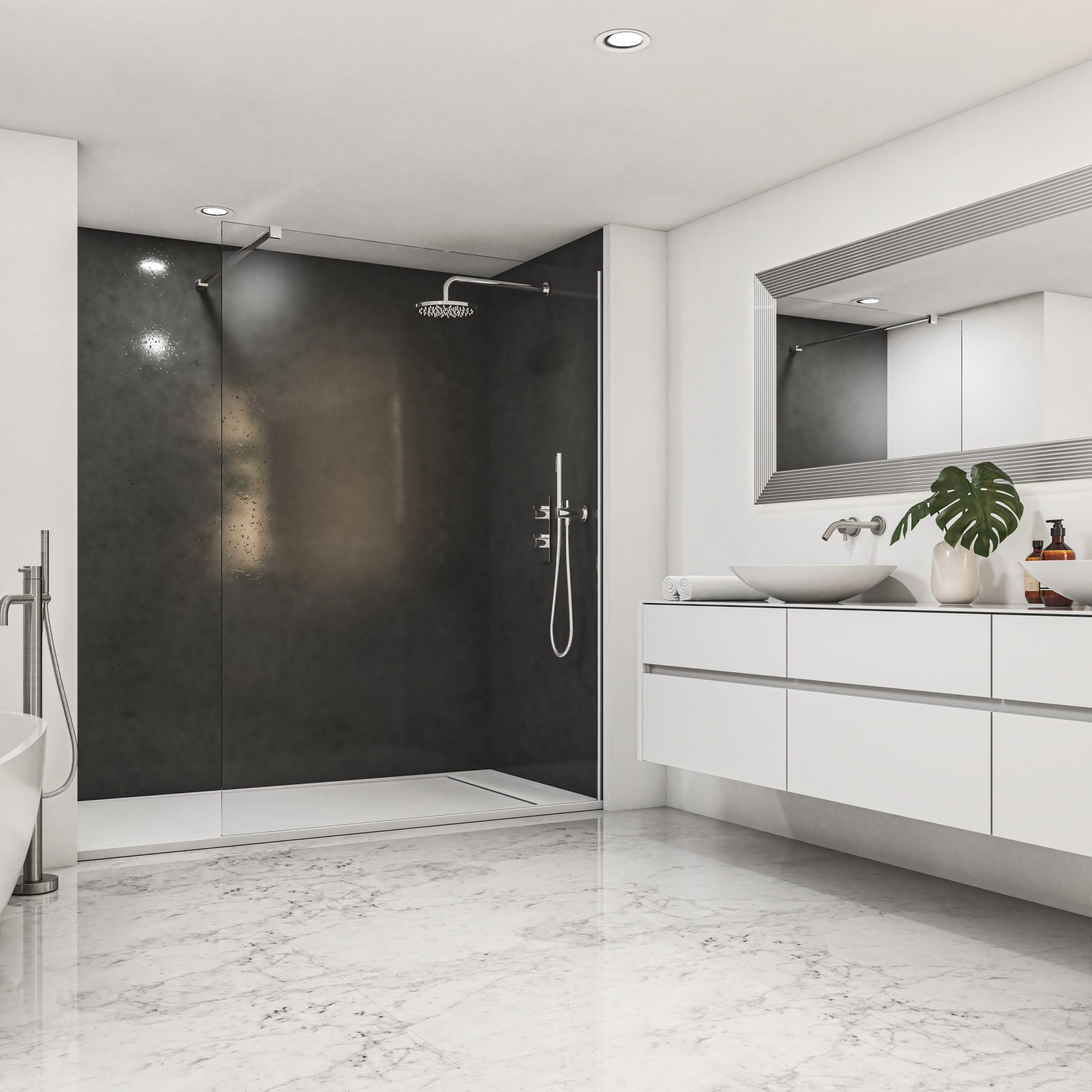 Sevilla - Mampara de ducha fija con cristal templado de 8 mm