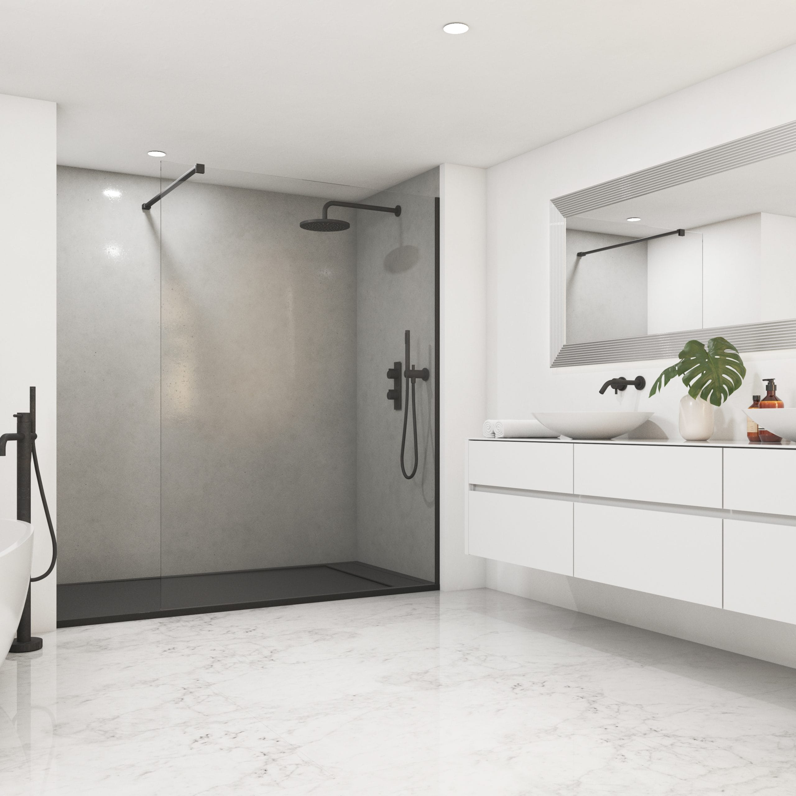 Sevilla - Mampara de ducha fija con cristal templado de 8 mm