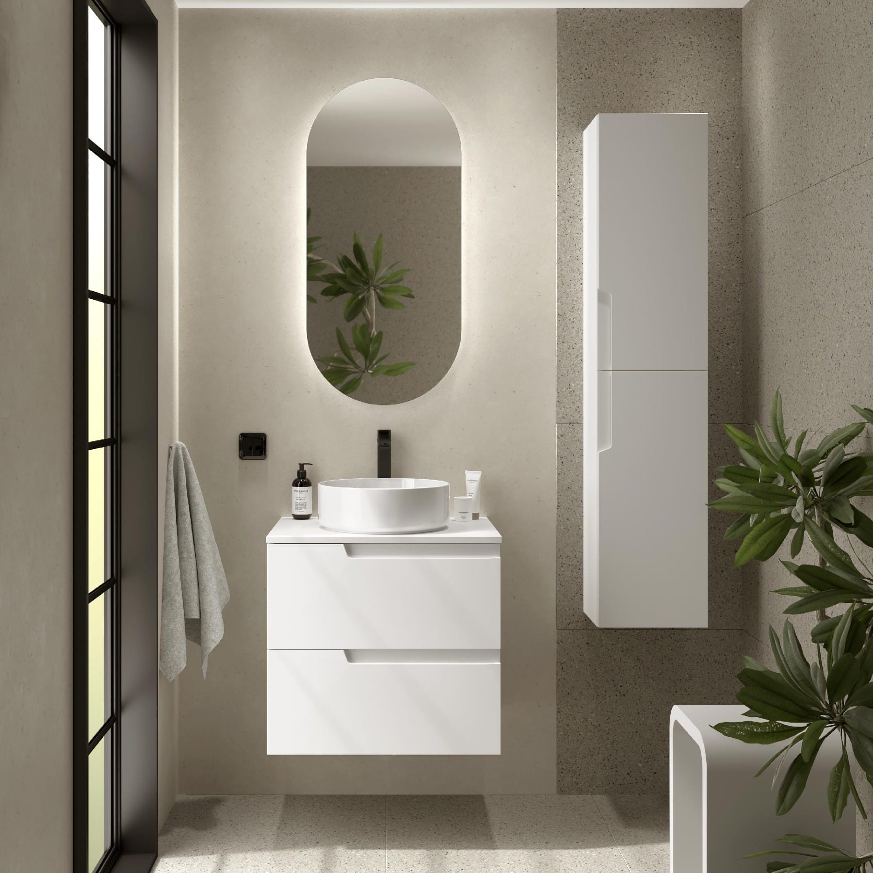 Mueble de baño suspendido Cambrón 60 cm acabado blanco satinado