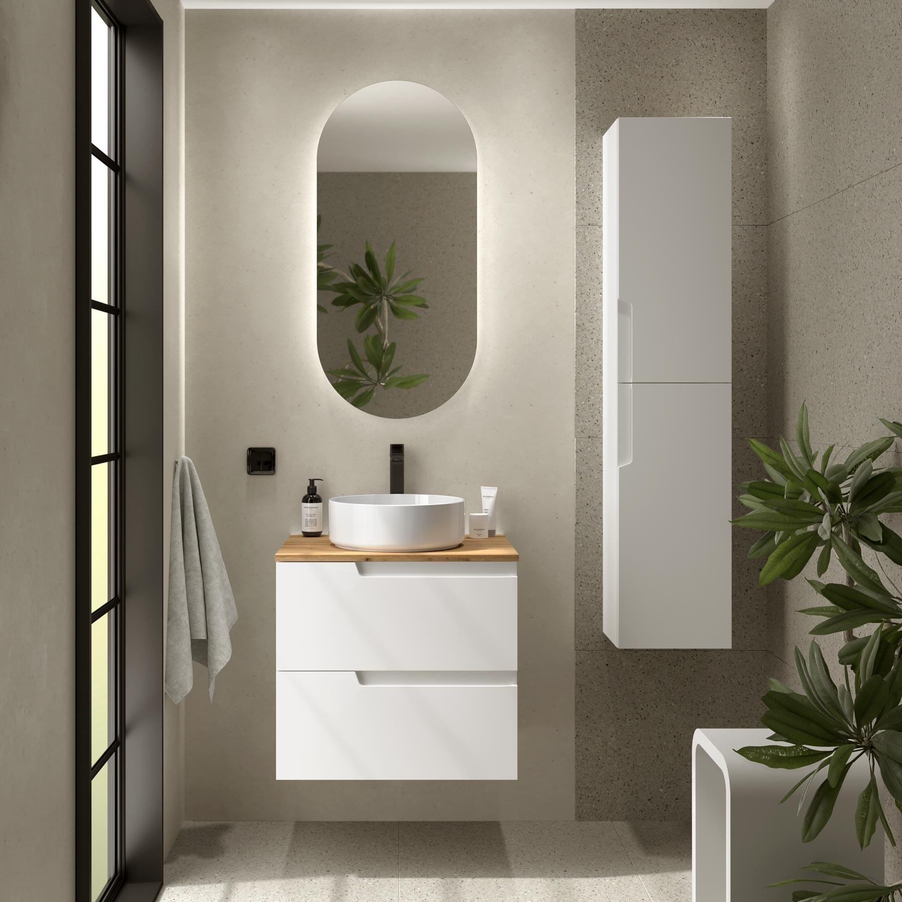 Mueble de baño Cambrón 2C 60 cm con lavabo instalado