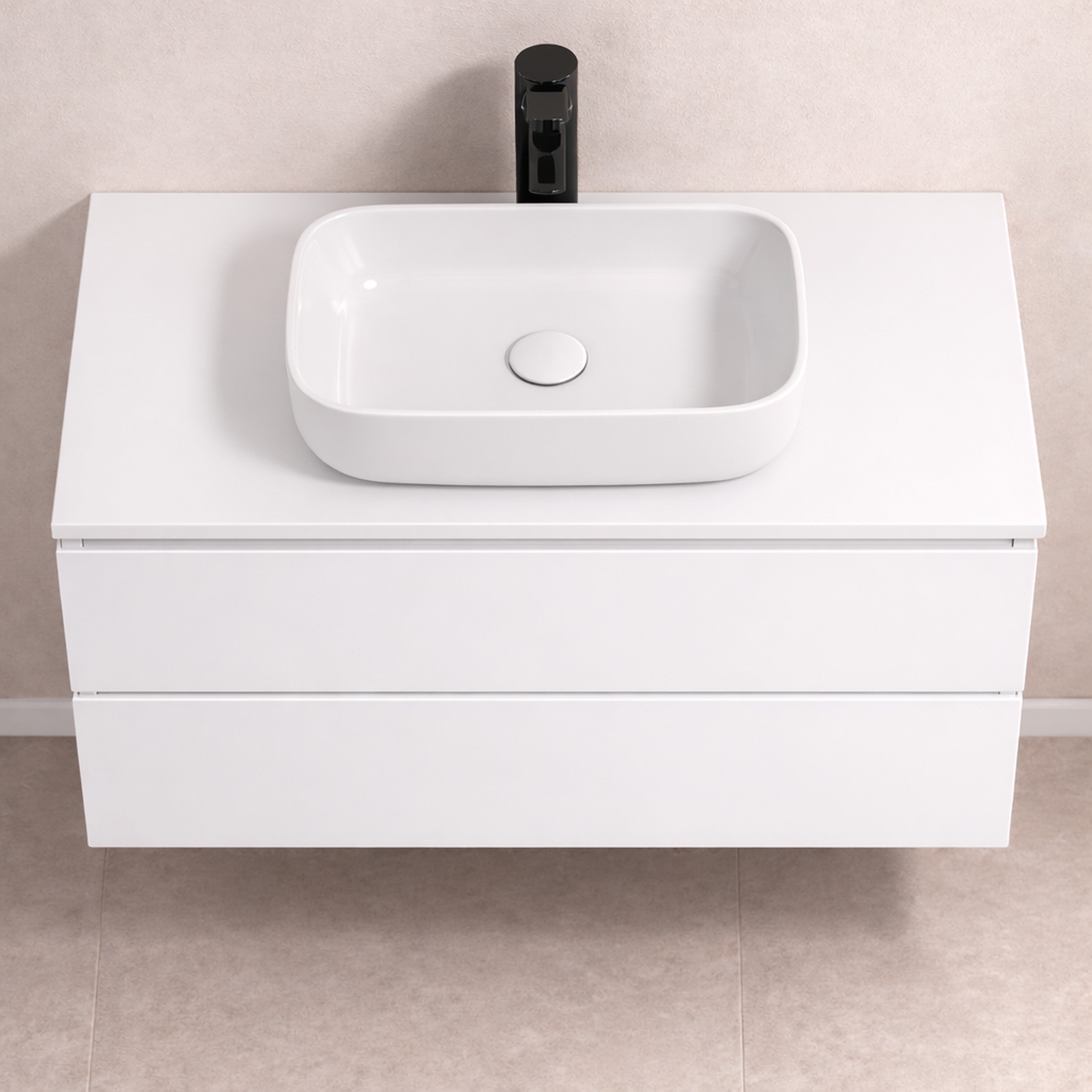 Almagro - Mueble de baño suspendido con lavabo sobre encimera