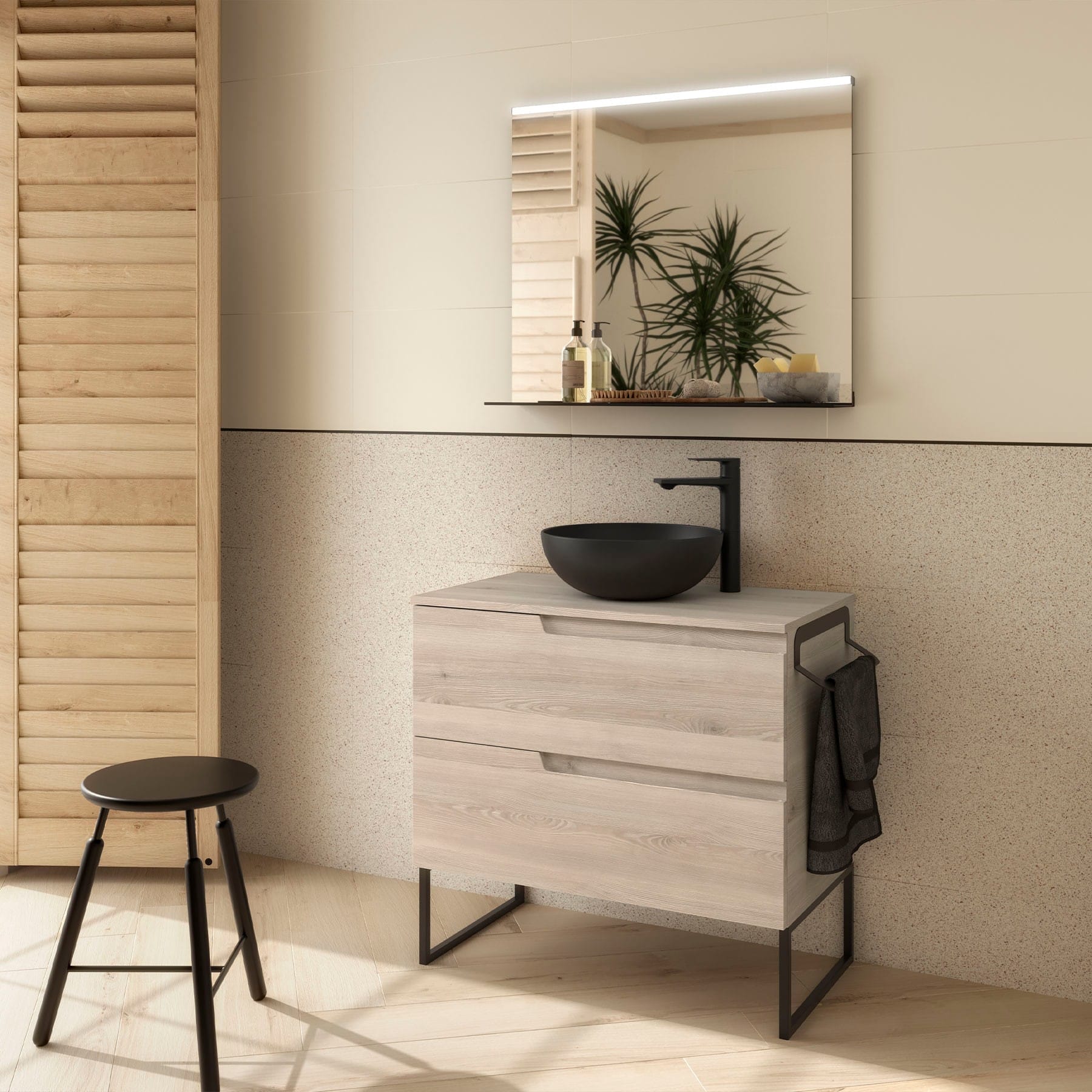 Mueble de baño suspendido Cambrón 80 cm acabado natural