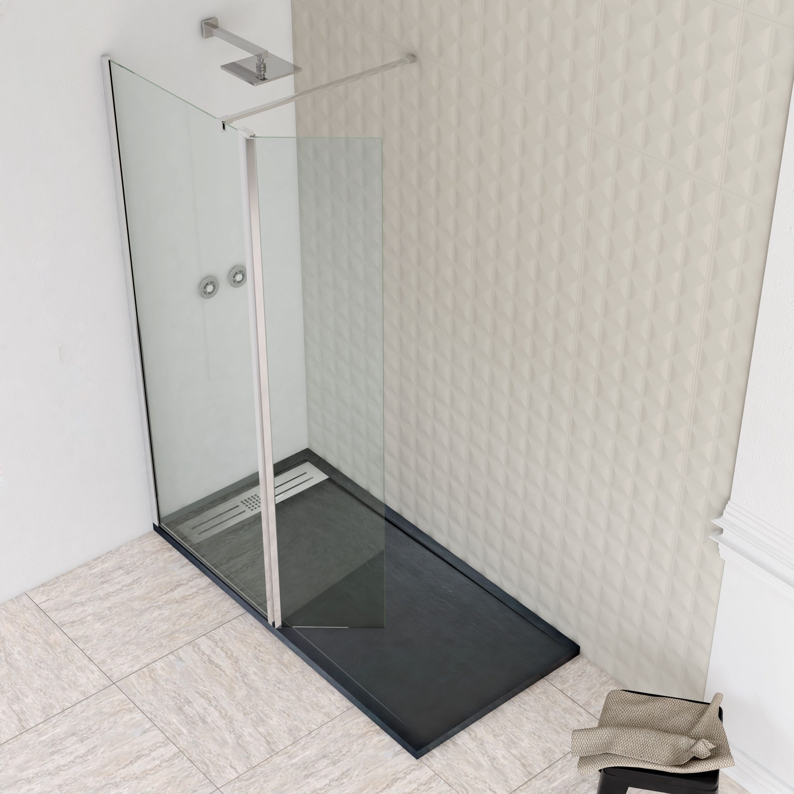 Granada - Mampara Ducha Fija de 8 mm + Abatible de 40 cm en 6 mm