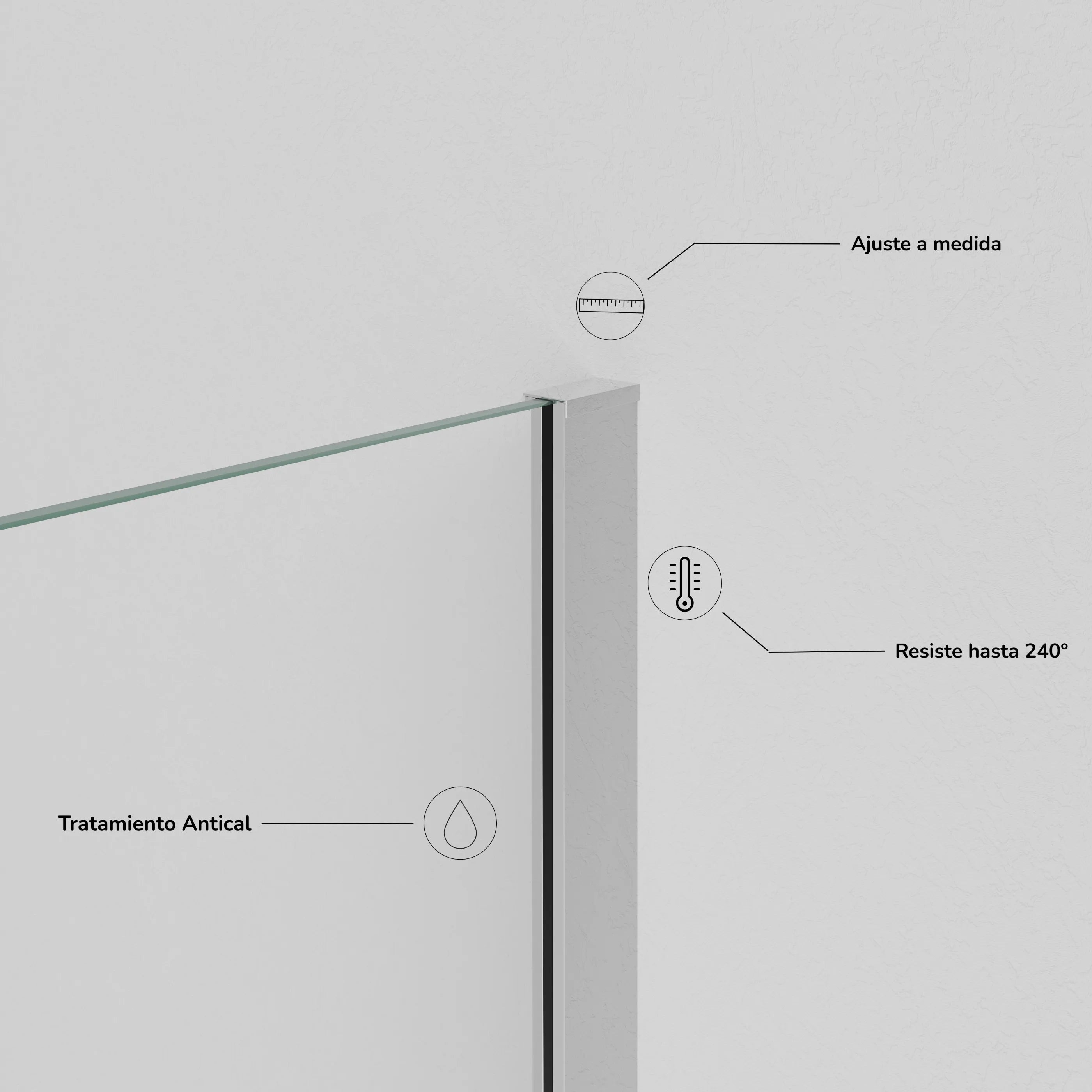 Sevilla - Mampara de ducha fija con cristal templado de 8 mm