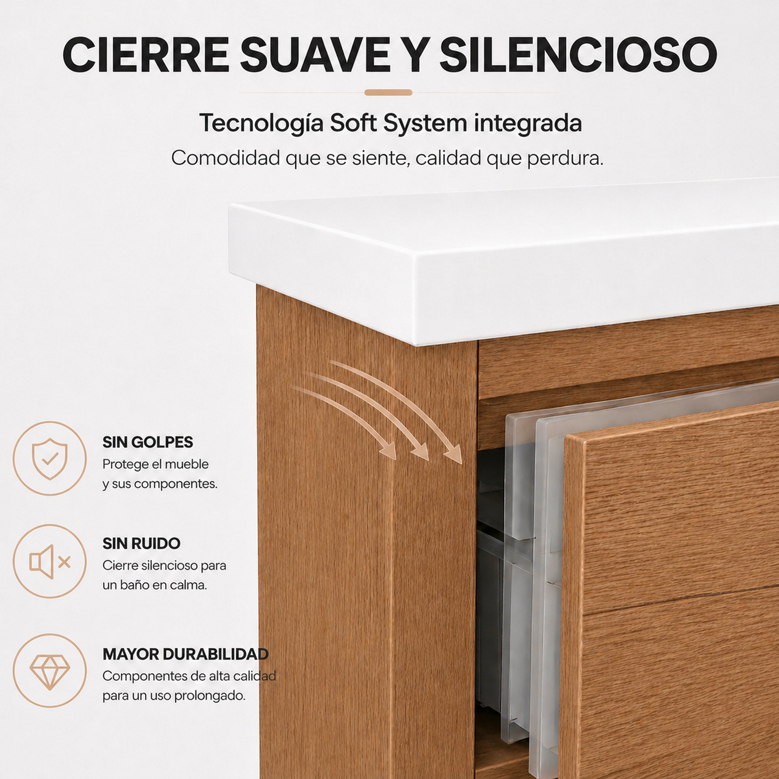 Almagro - Mueble de baño suspendido con lavabo sobre encimera