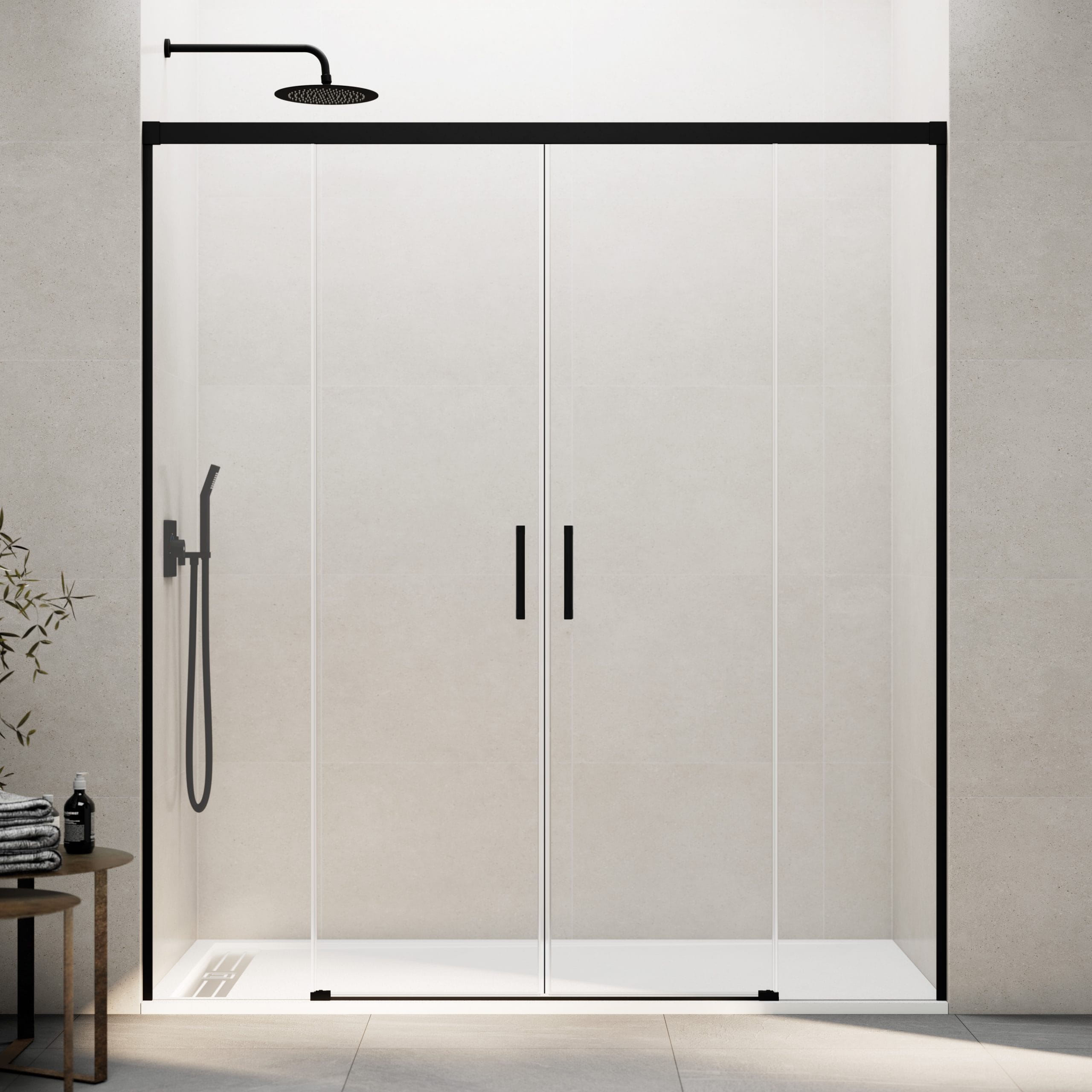 Mampara de Ducha Corredera Basic 2 Fijos + 2 Puertas Correderas