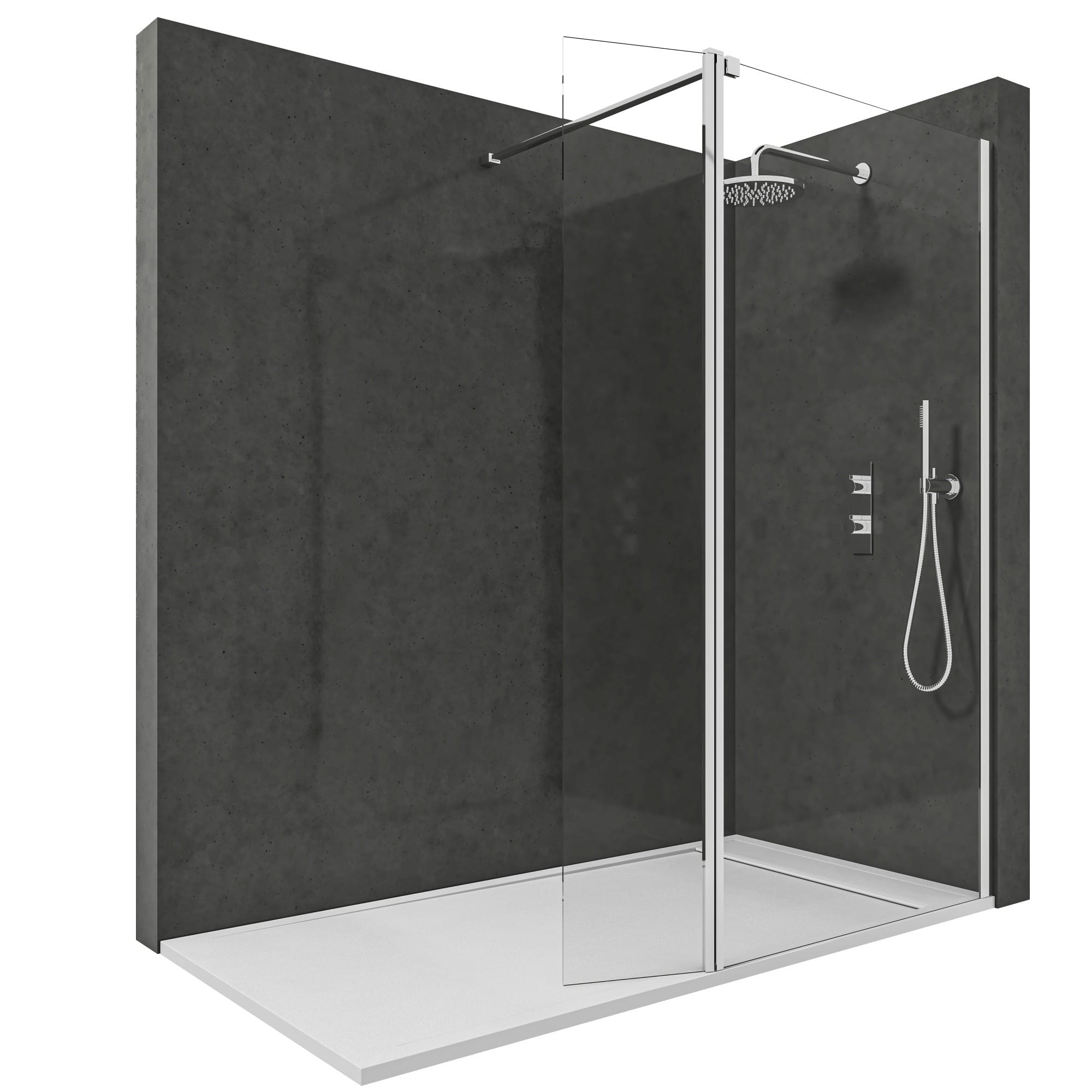 Granada - Mampara Ducha Fija de 8 mm + Abatible de 40 cm en 6 mm