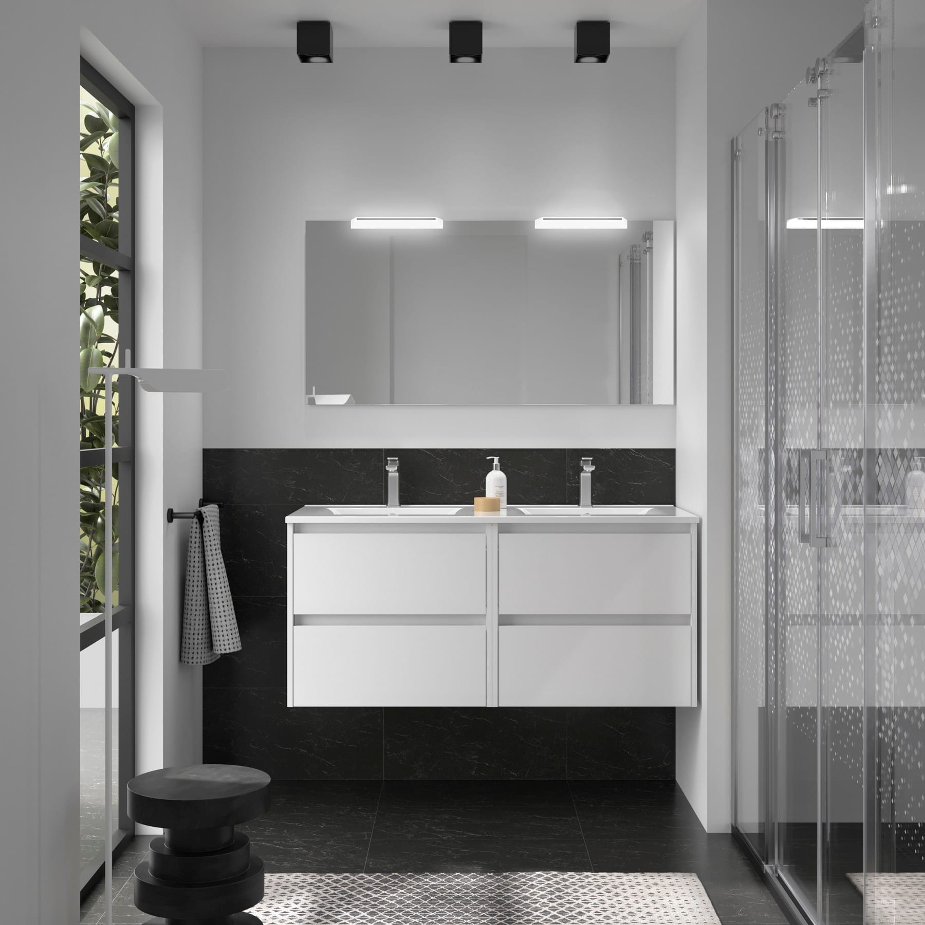 Noja 4C - Mueble de baño suspendido con lavabo encastrado