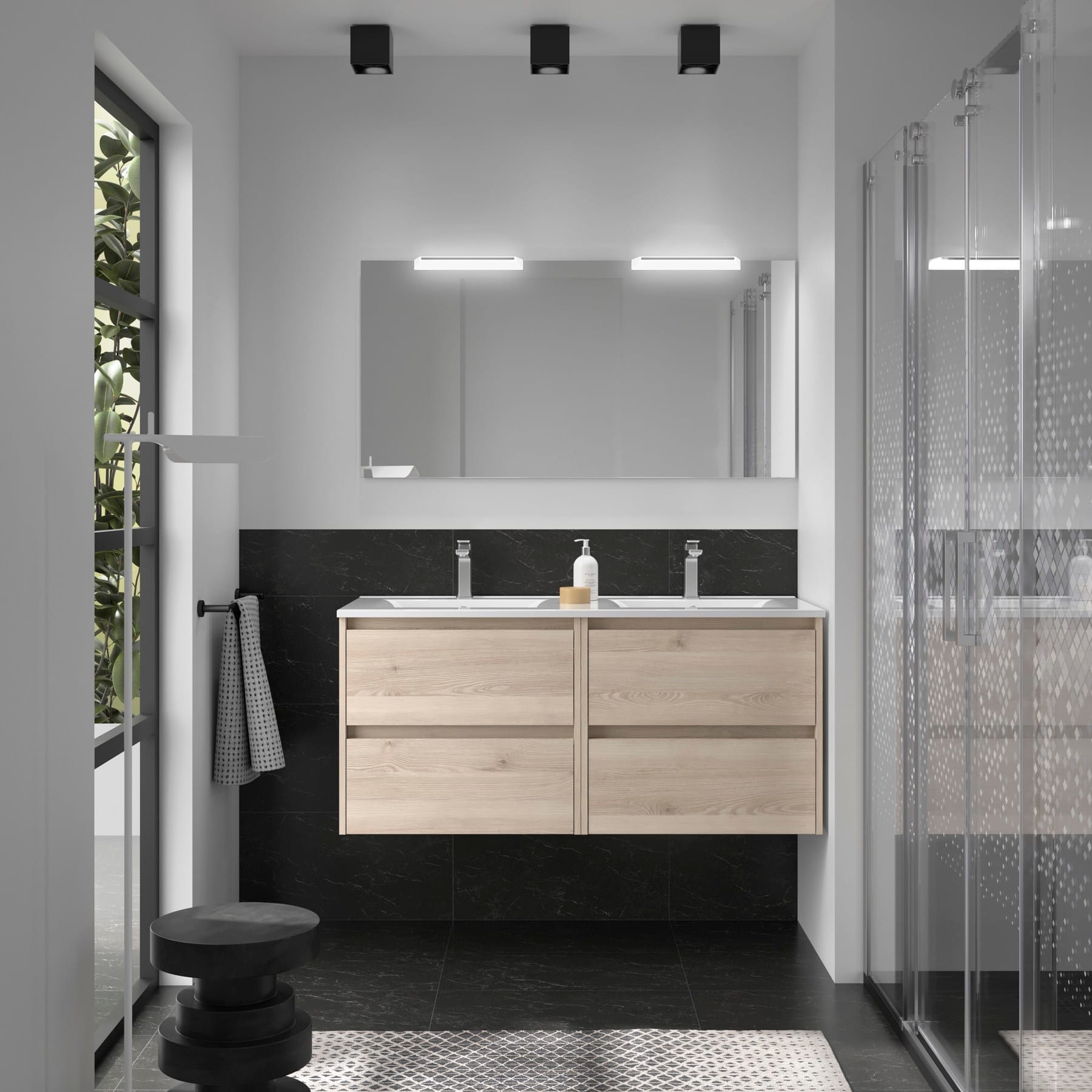 Noja 4C - Mueble de baño suspendido con lavabo encastrado