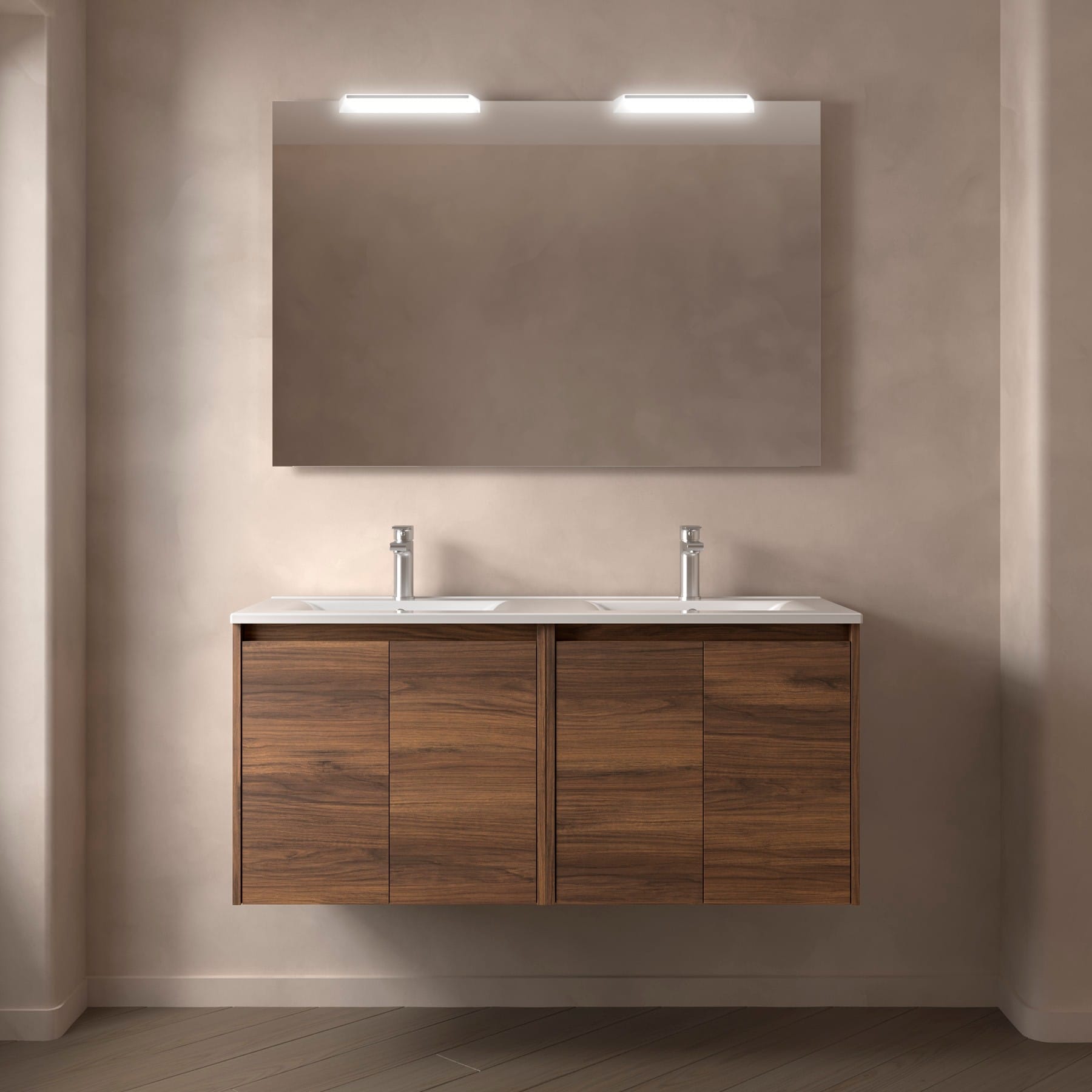 Noja 4P - Mueble de baño suspendido con lavabo encastrado
