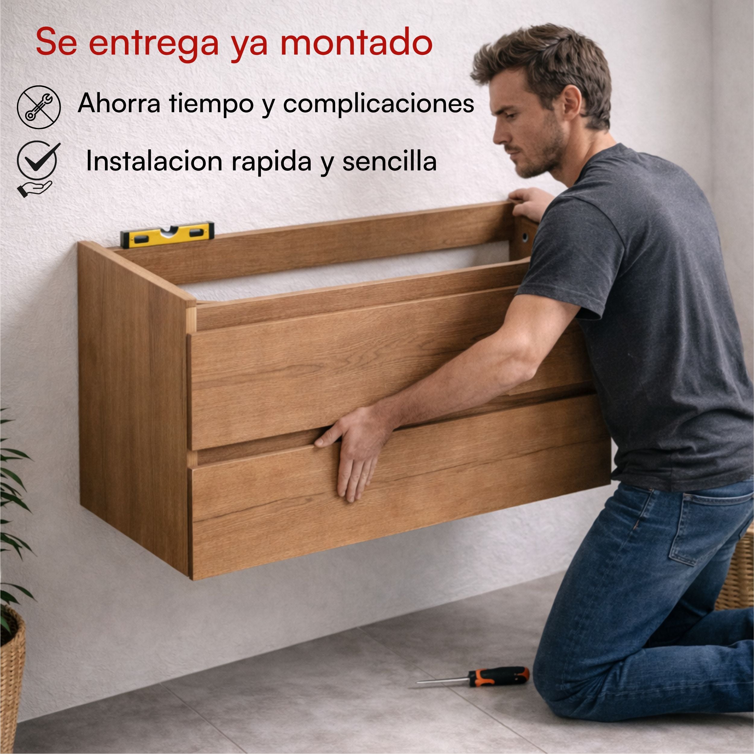 Almagro - Mueble de baño suspendido con lavabo integrado