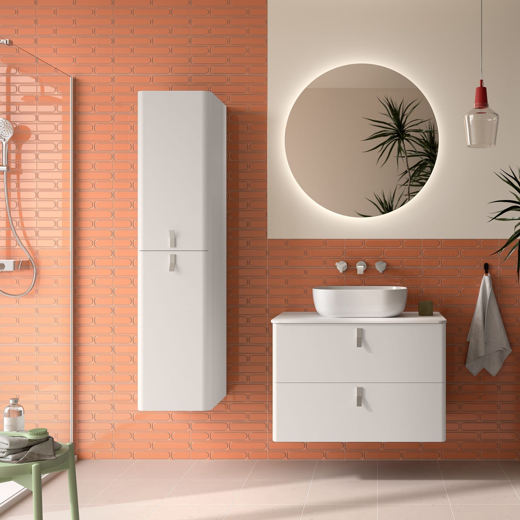 Mueble de baño suspendido Cinca E-S green forest lavabo Carla