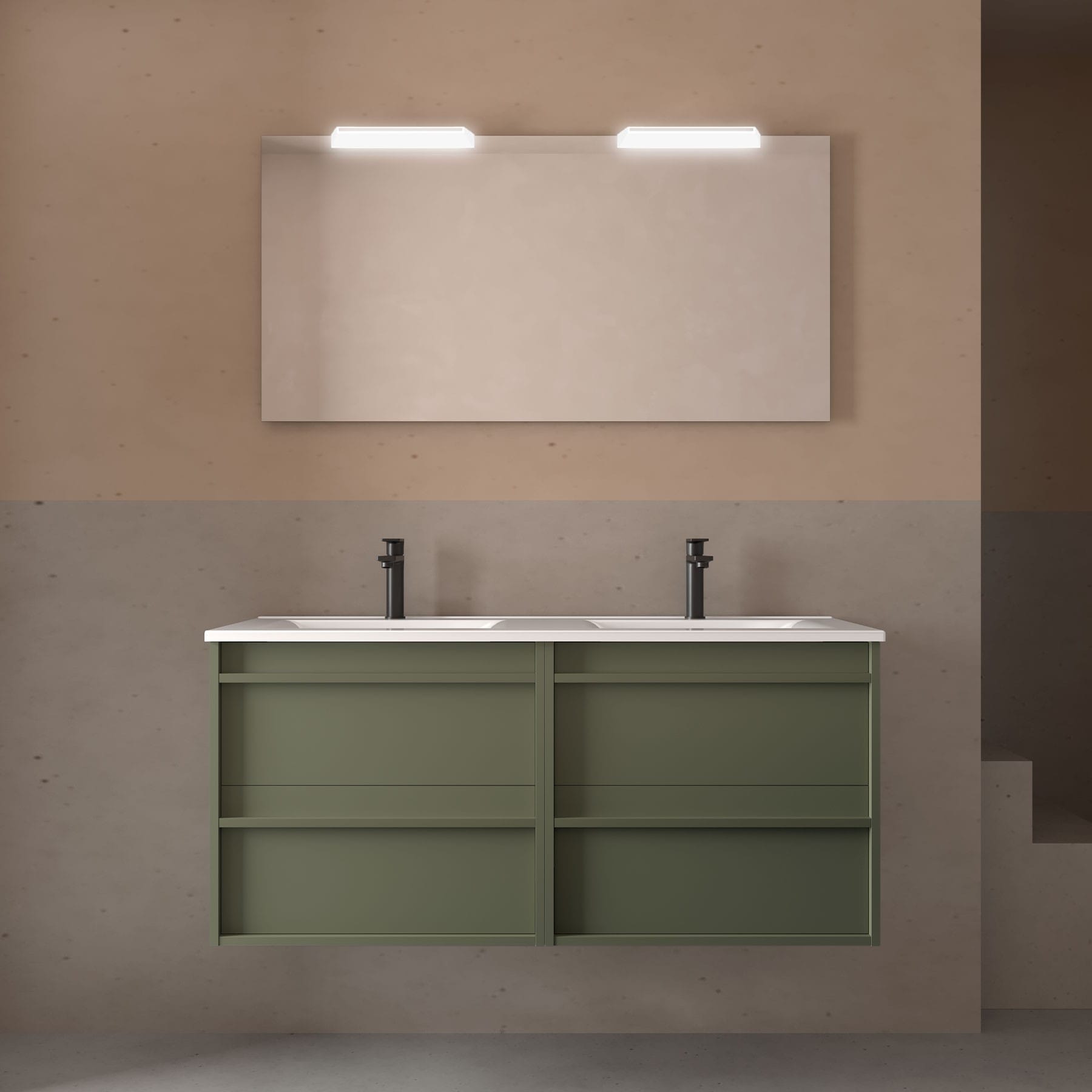 Mueble de baño suspendido Sella 4C 120 cm acabado verde satinado