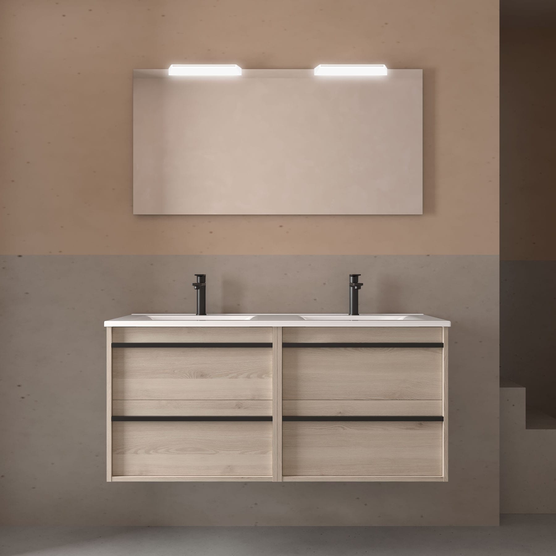 Mueble de baño suspendido Sella 4C 120 cm acabado natural