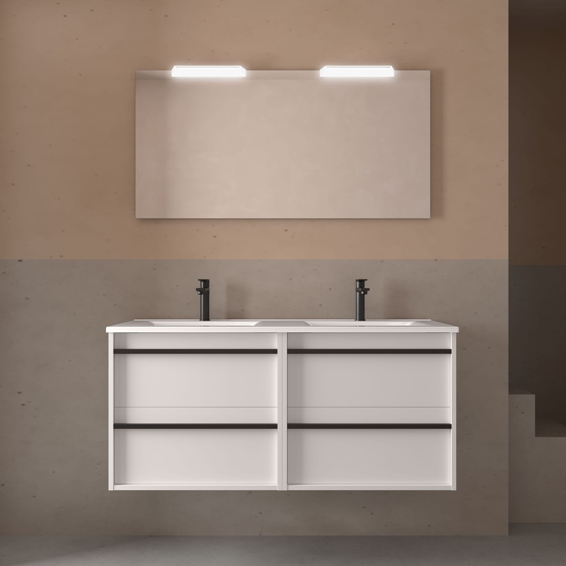 Mueble de baño suspendido Sella 4C 120 cm acabado blanco satinado