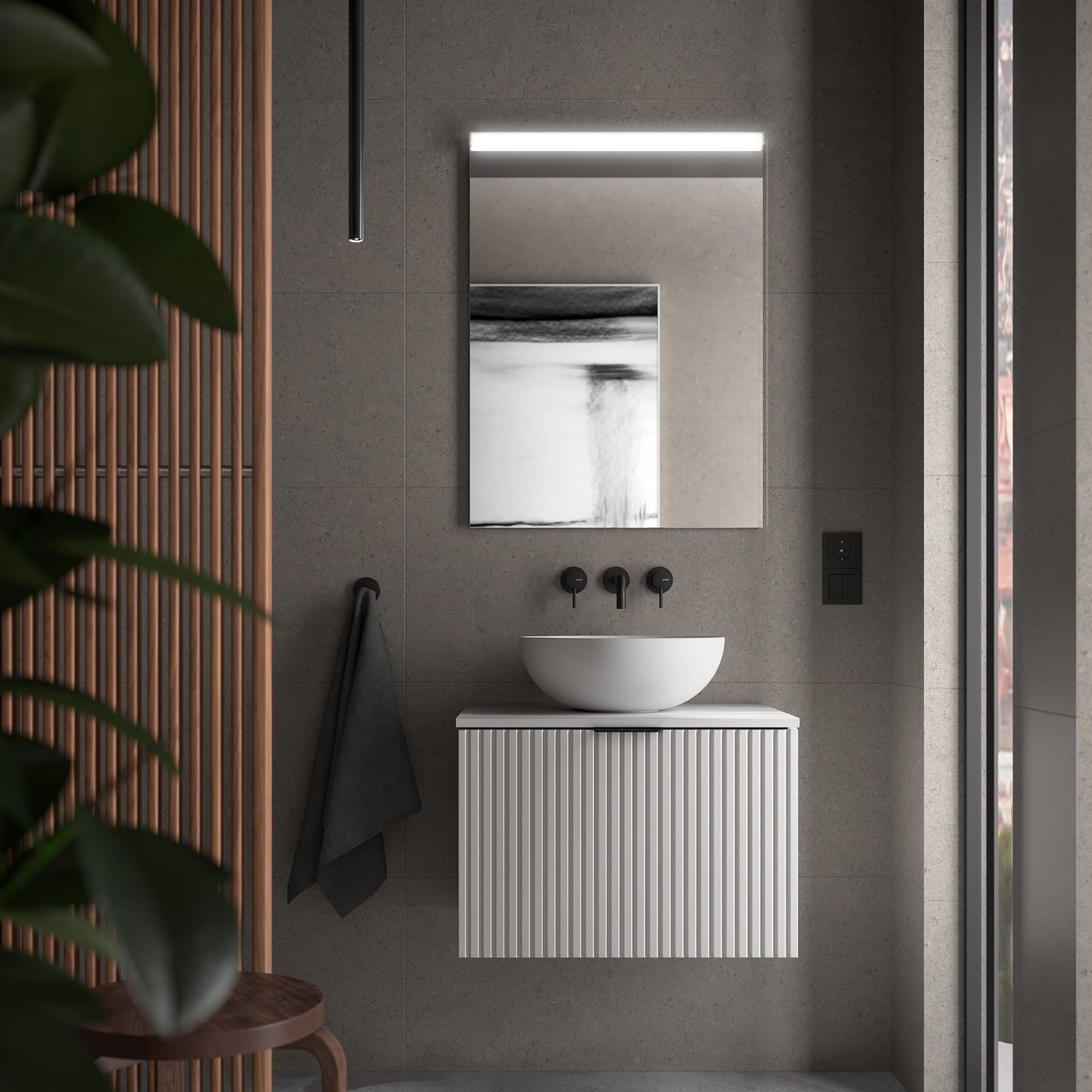 Mueble de baño suspendido Albaida 1C acabado blanco 60 cm