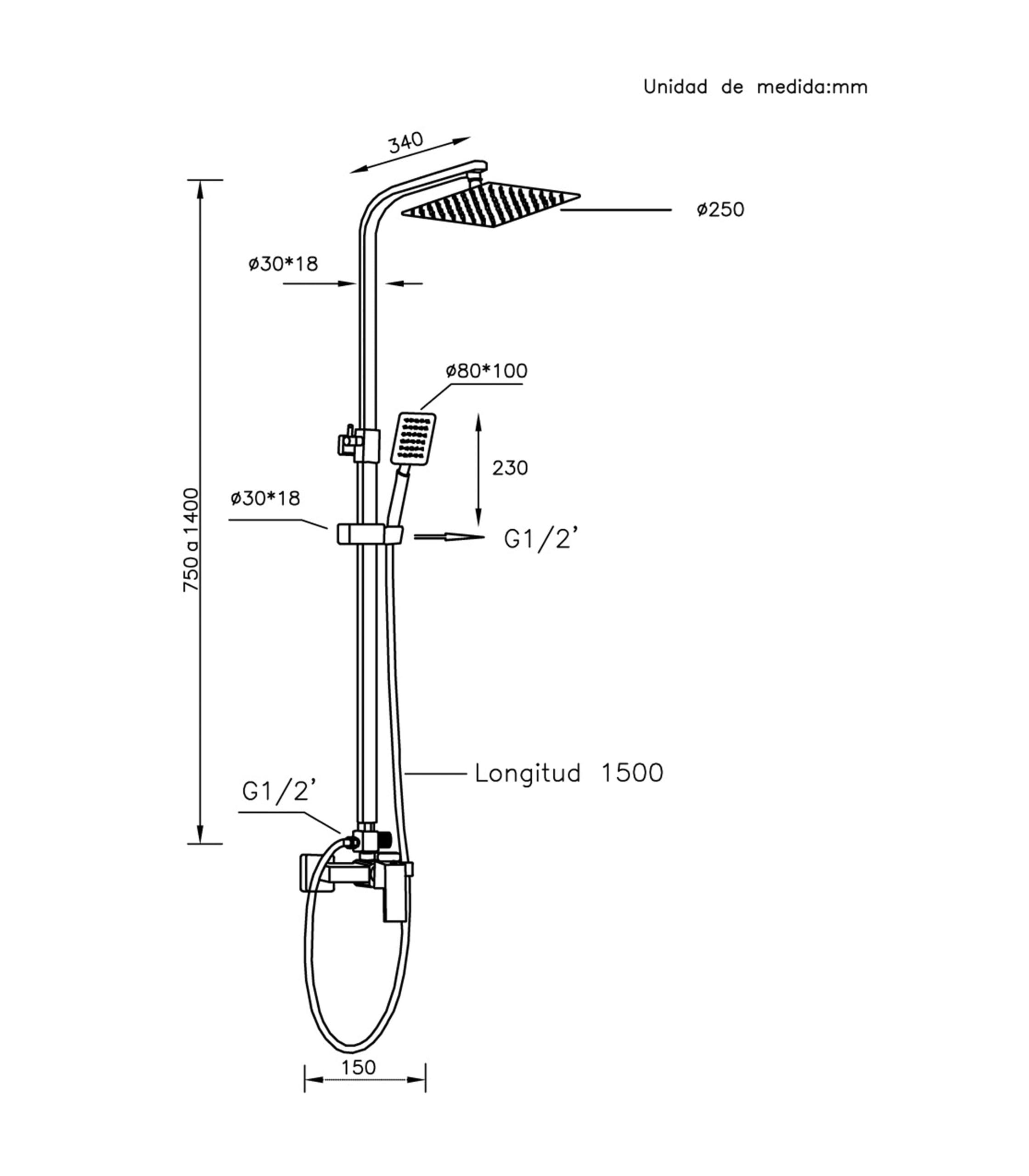 Arroyo - Columna de Ducha Monomando