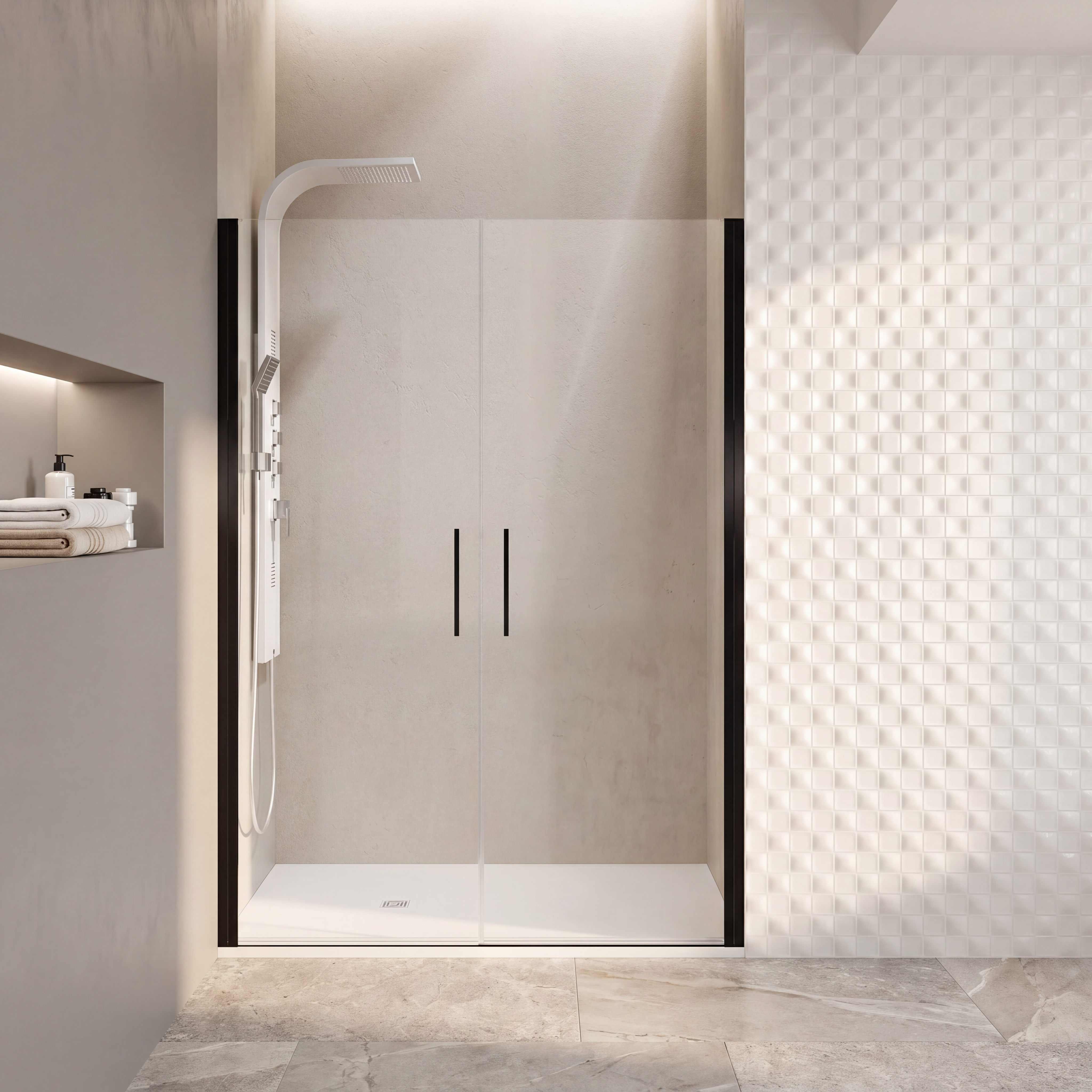 Mampara de Ducha Frontal 2 Puertas Abatibles – Open Combi I