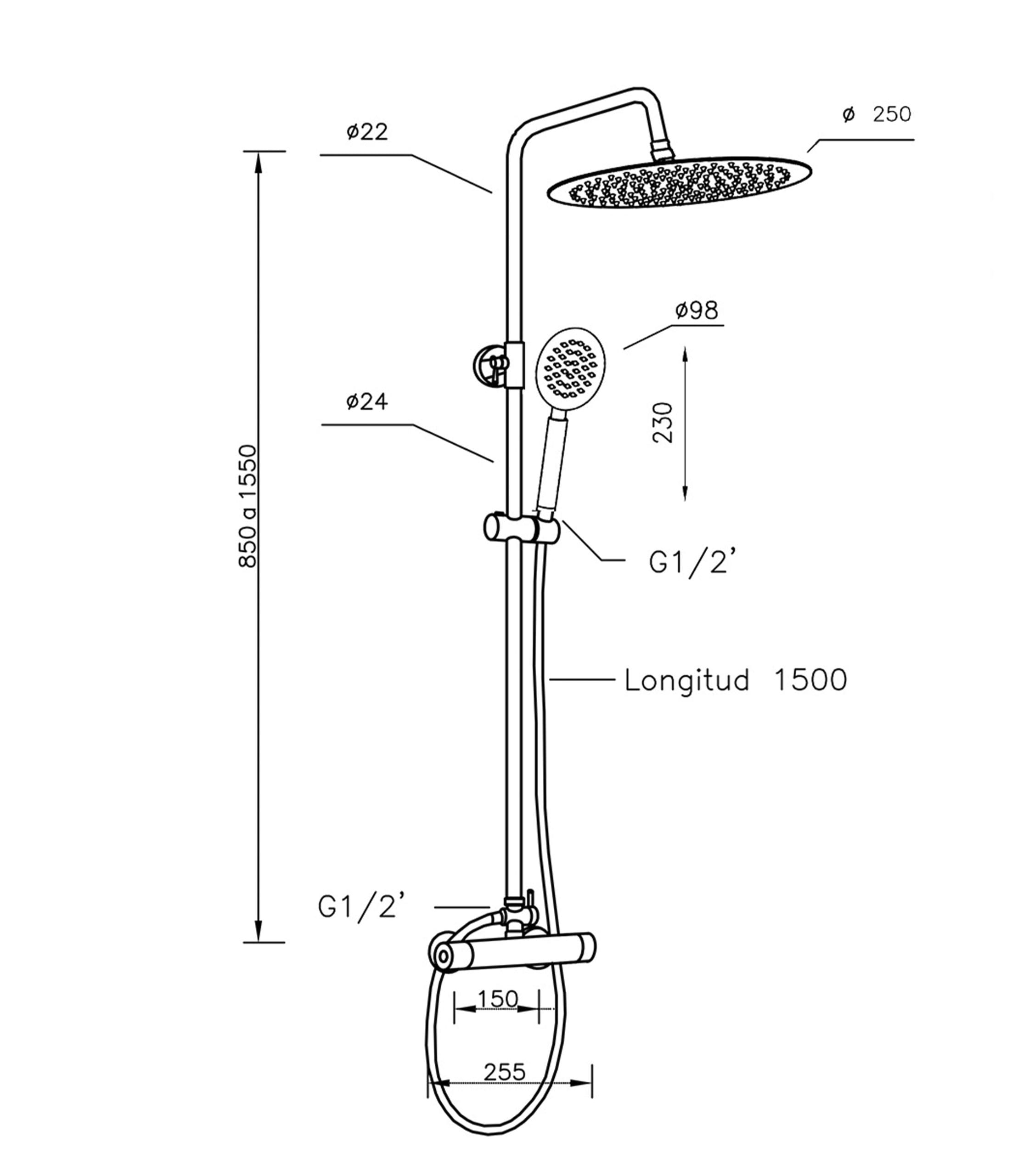 Manantial - Columna de Ducha Termostático