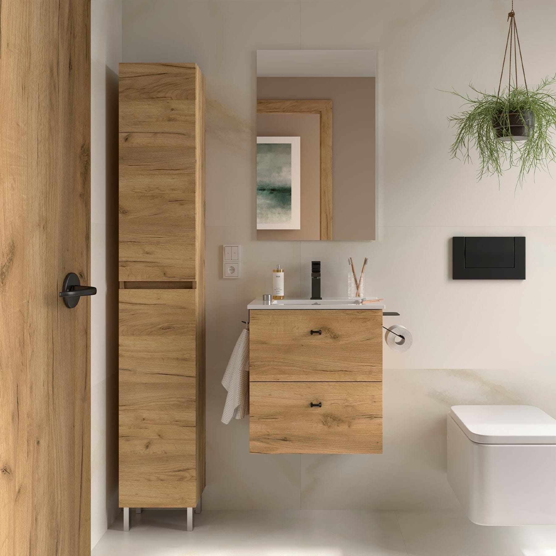 Mueble de baño suspendido Jaramá roble africa 50 cm