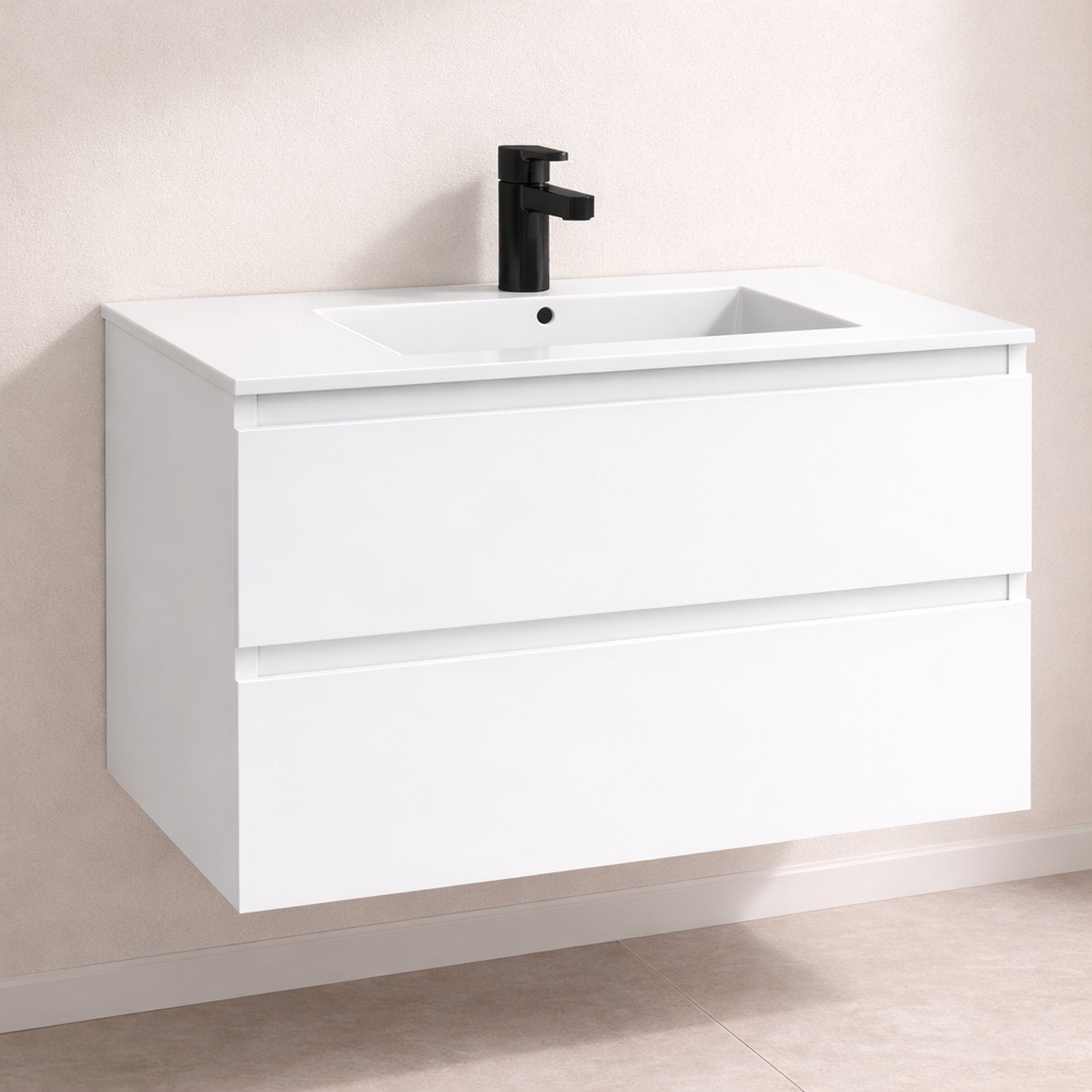 Almagro - Mueble de baño suspendido con lavabo integrado