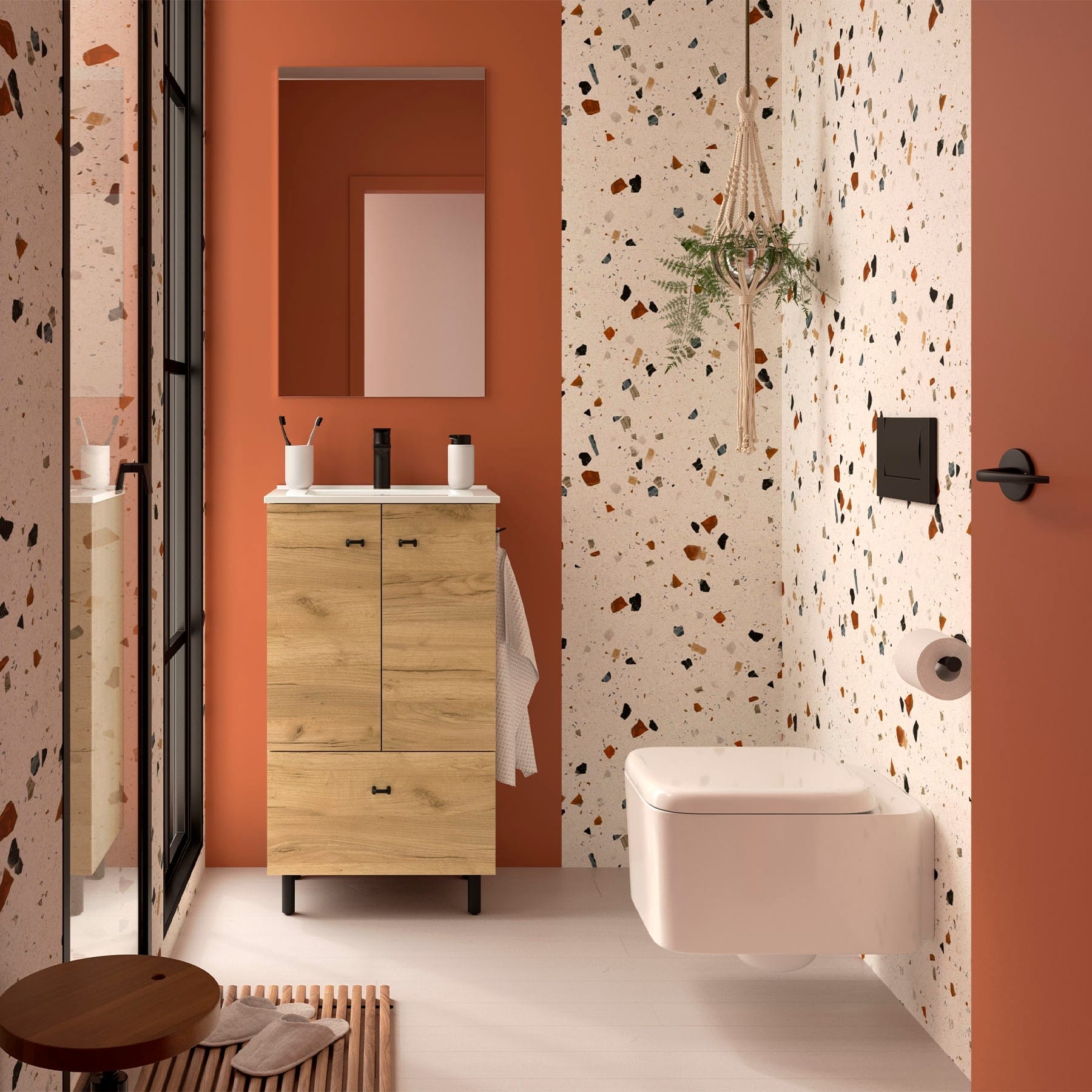 Mueble de baño con patas Jaramá roble africa 50 cm