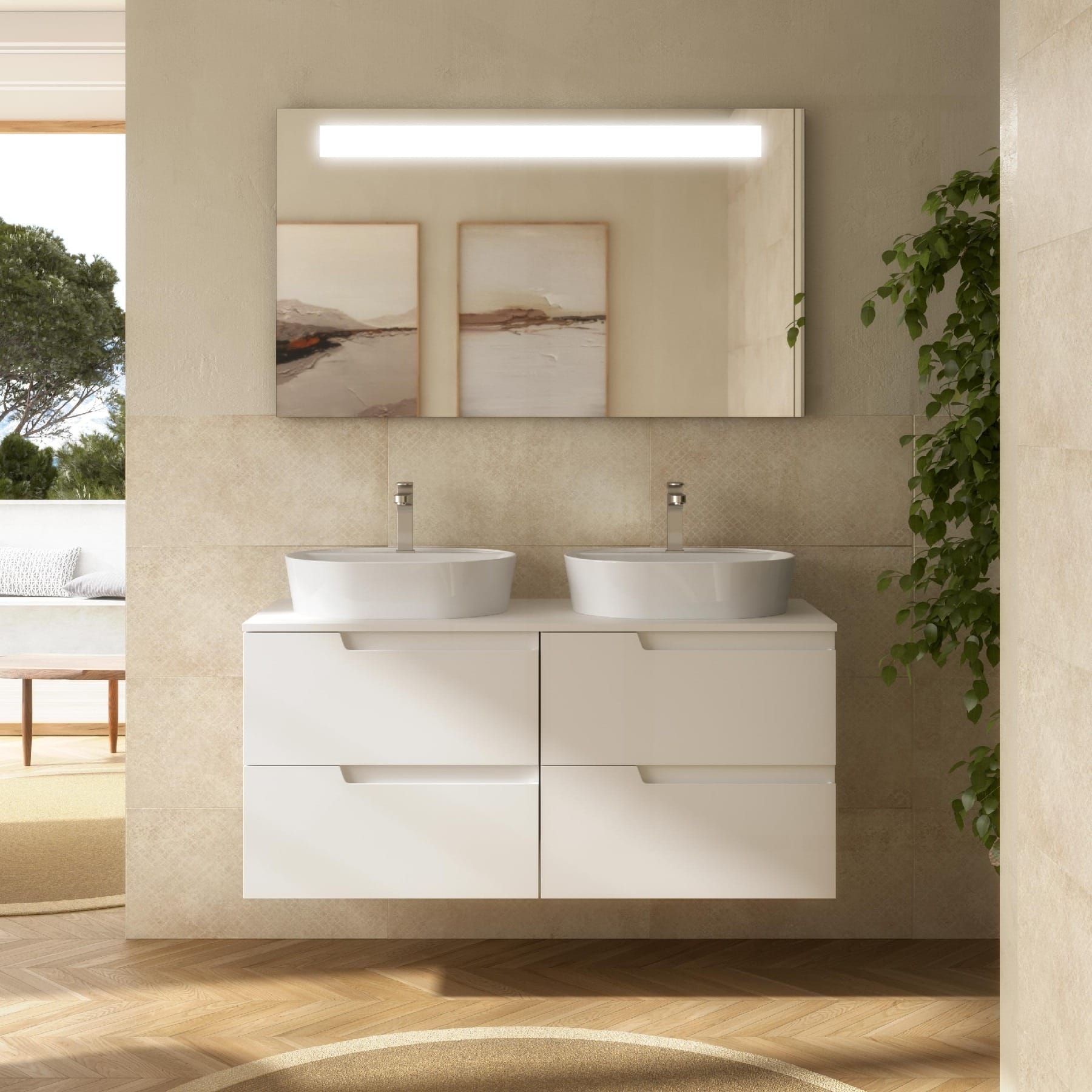 Mueble de baño Cambrón 4C acabado blanco 120 cm encimera