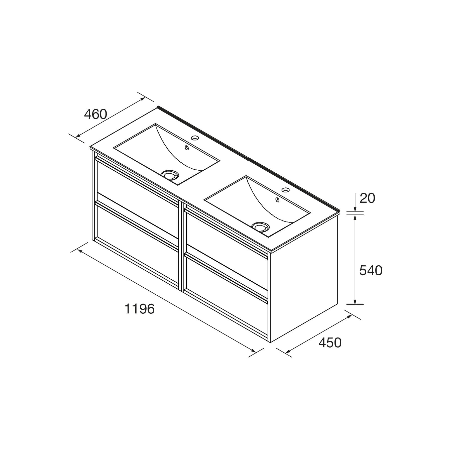 Mueble de baño suspendido Sella 4C 120 cm instalado en baño moderno