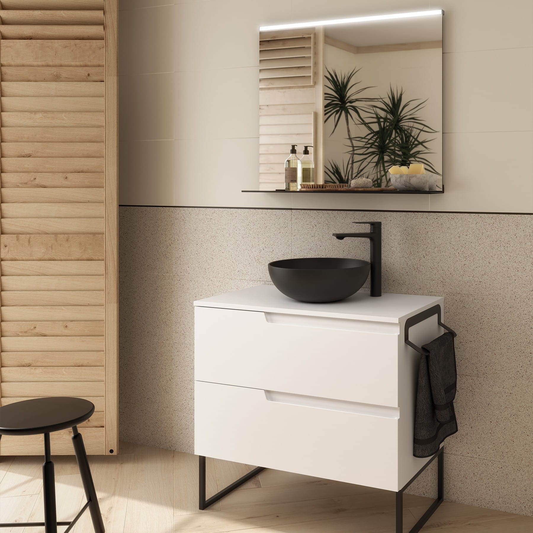Mueble de baño suspendido Cambrón 80 cm acabado blanco satinado