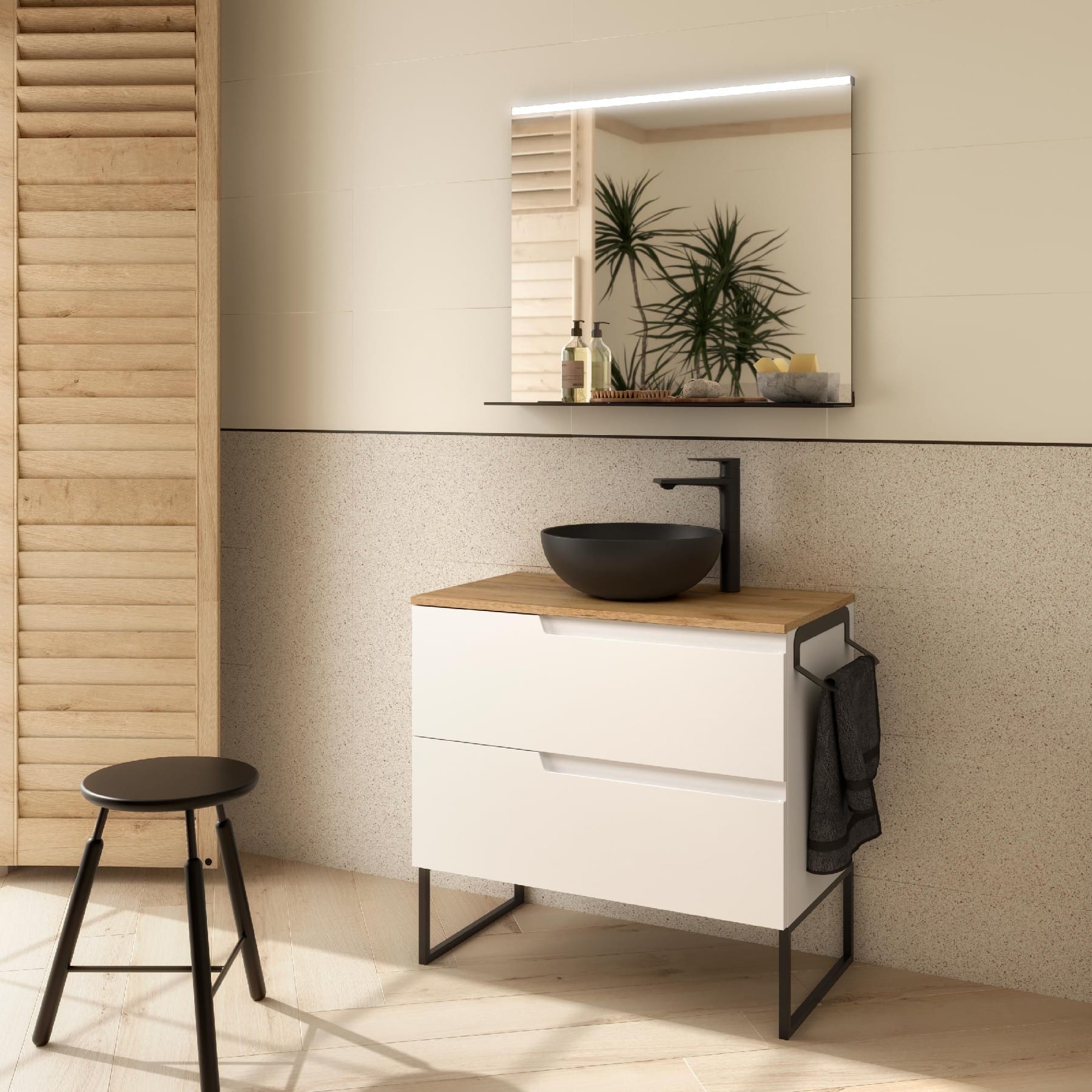 Mueble de baño Cambrón 2C 80 cm con lavabo instalado | Nebadoon