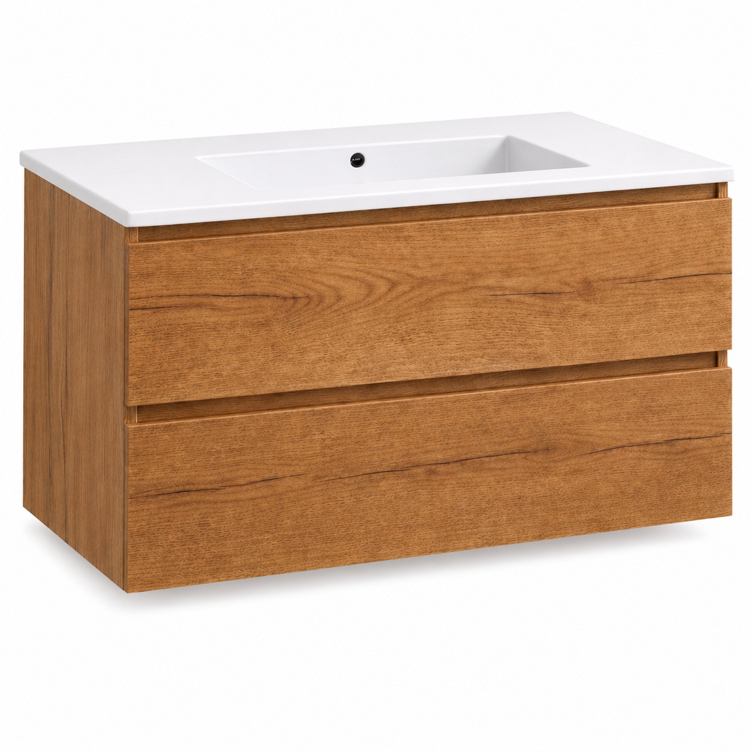 Almagro - Mueble de baño suspendido Roble con lavabo integrado