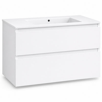 Almagro - Mueble de baño suspendido blanco con lavabo integrado