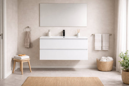 Almagro - Mueble de baño suspendido blanco con lavabo integrado