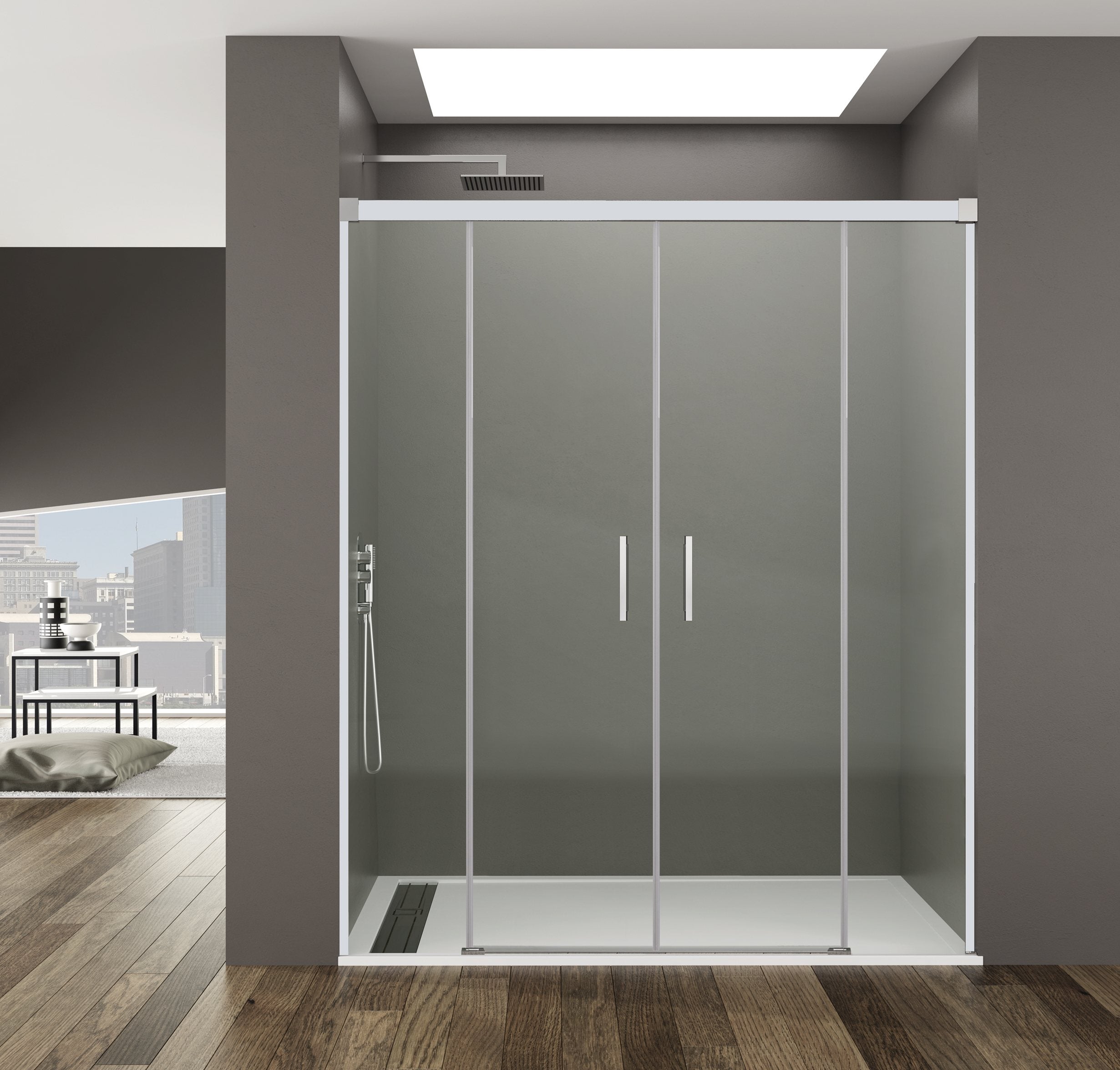 Mampara de Ducha Corredera Basic 2 Fijos + 2 Puertas Correderas