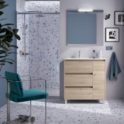 Noja 3C1P - Mueble de baño con patas y lavabo encastrado