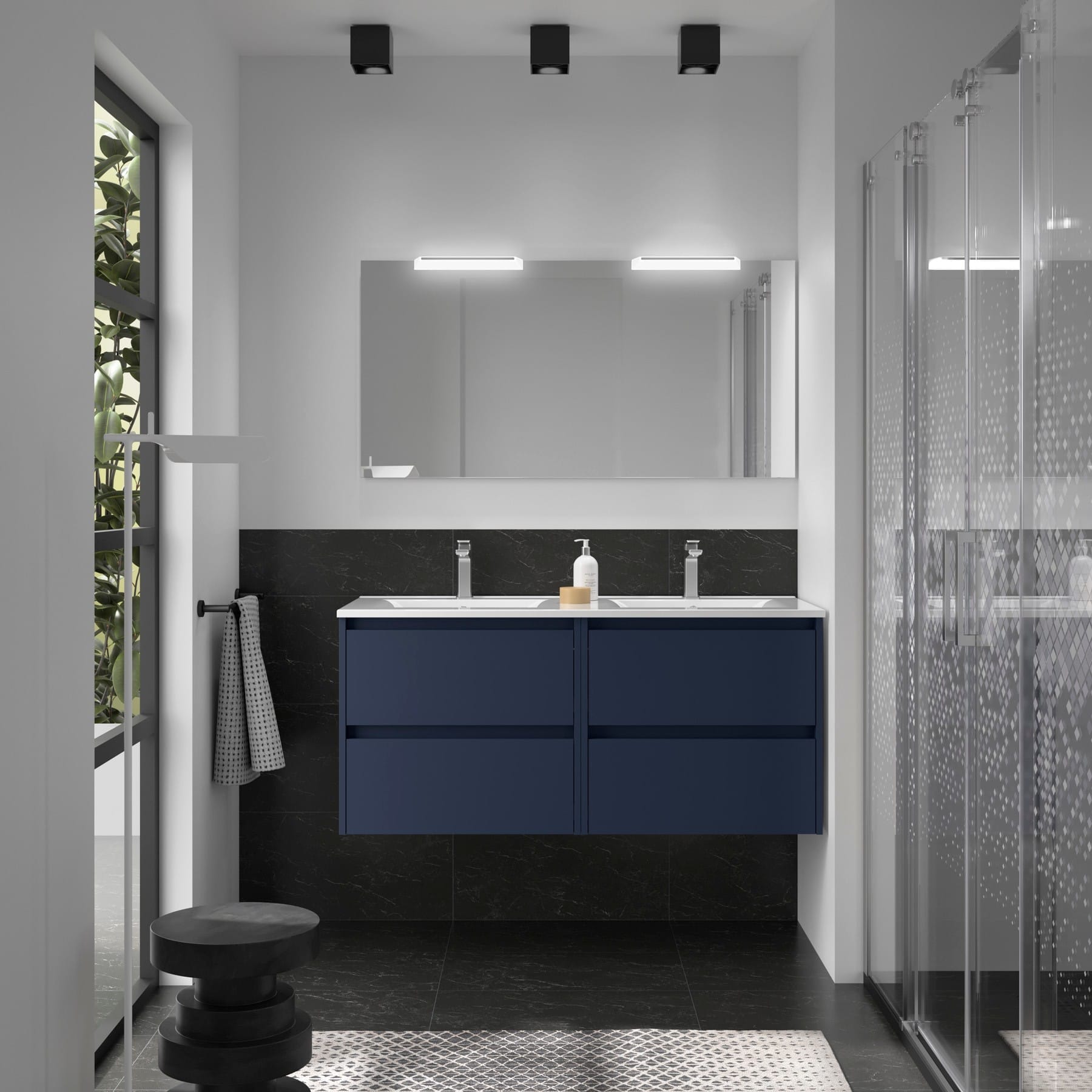 Noja 4C - Mueble de baño suspendido con lavabo encastrado