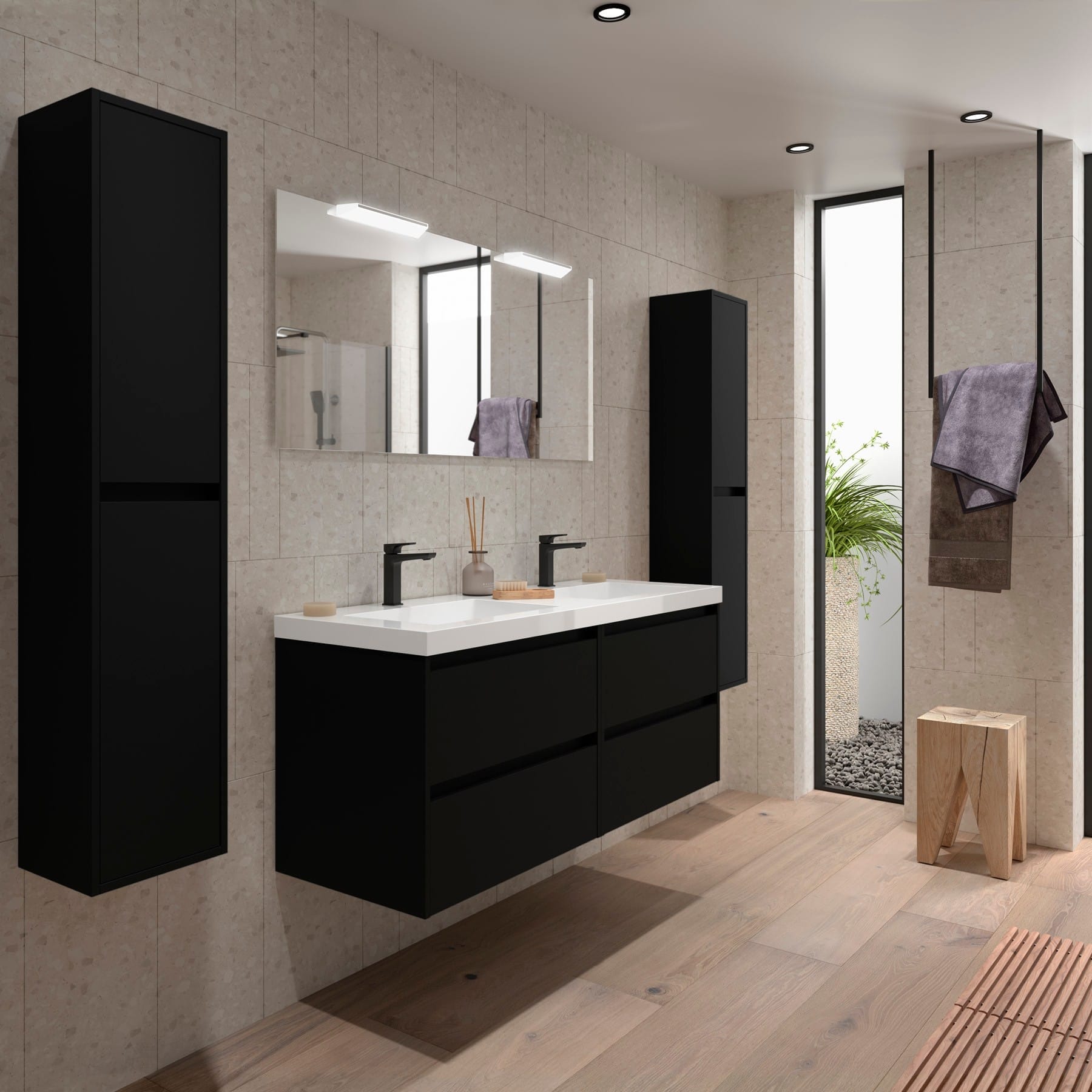 Noja 4C - Mueble de baño suspendido con lavabo encastrado