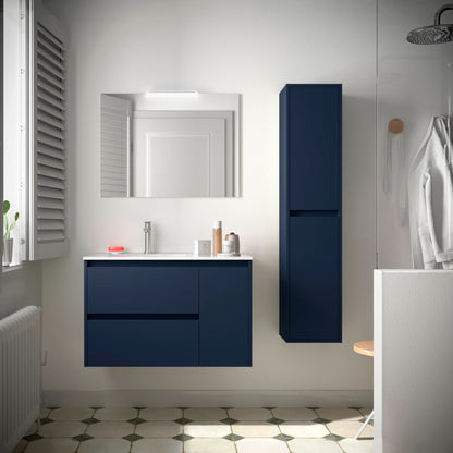 Noja 2C1 - Mueble de baño suspendido con lavabo encastrado