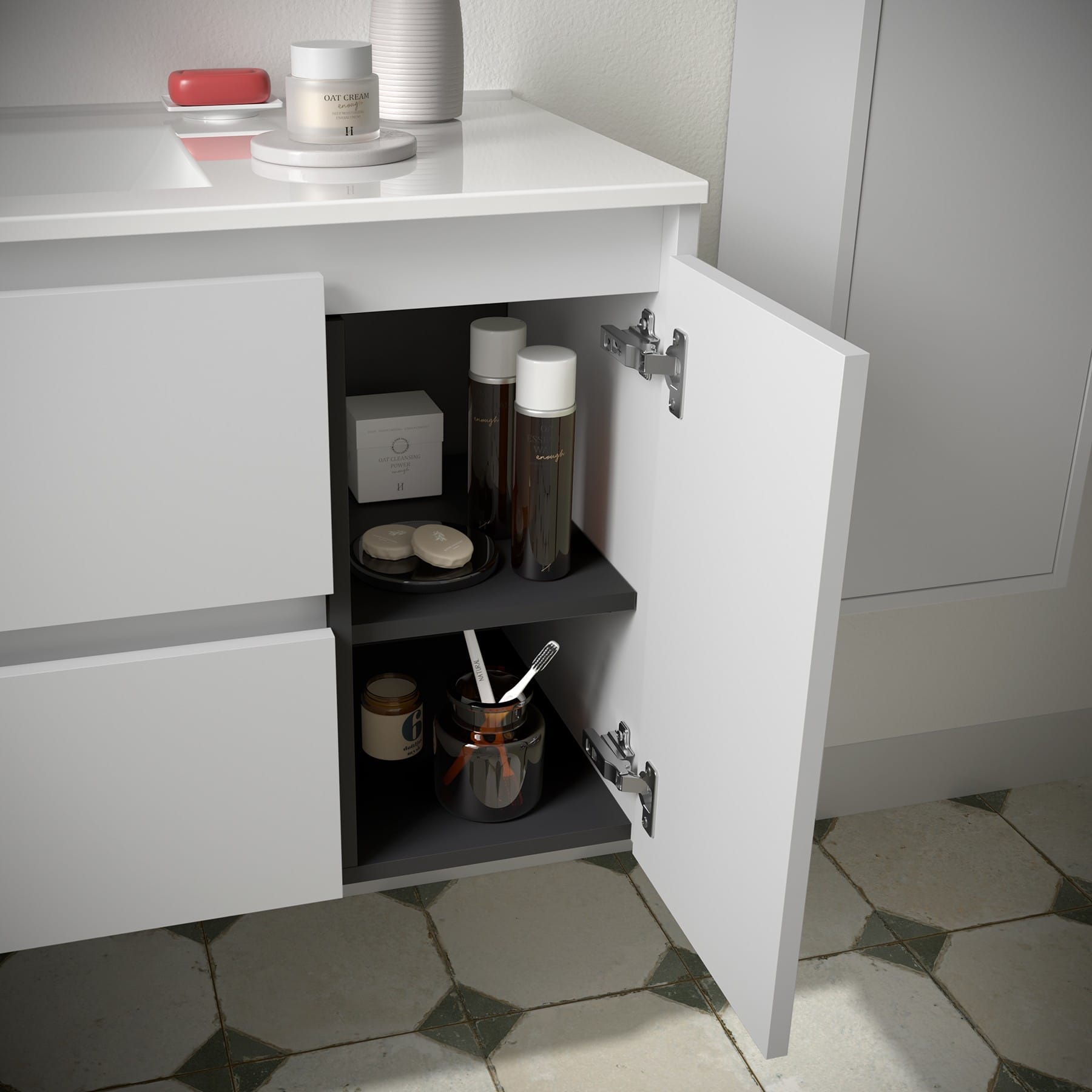 Noja 2C1 - Mueble de baño suspendido con lavabo encastrado