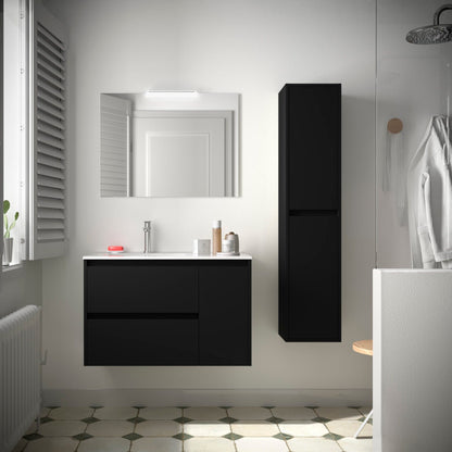 Noja 2C1 - Mueble de baño suspendido con lavabo encastrado