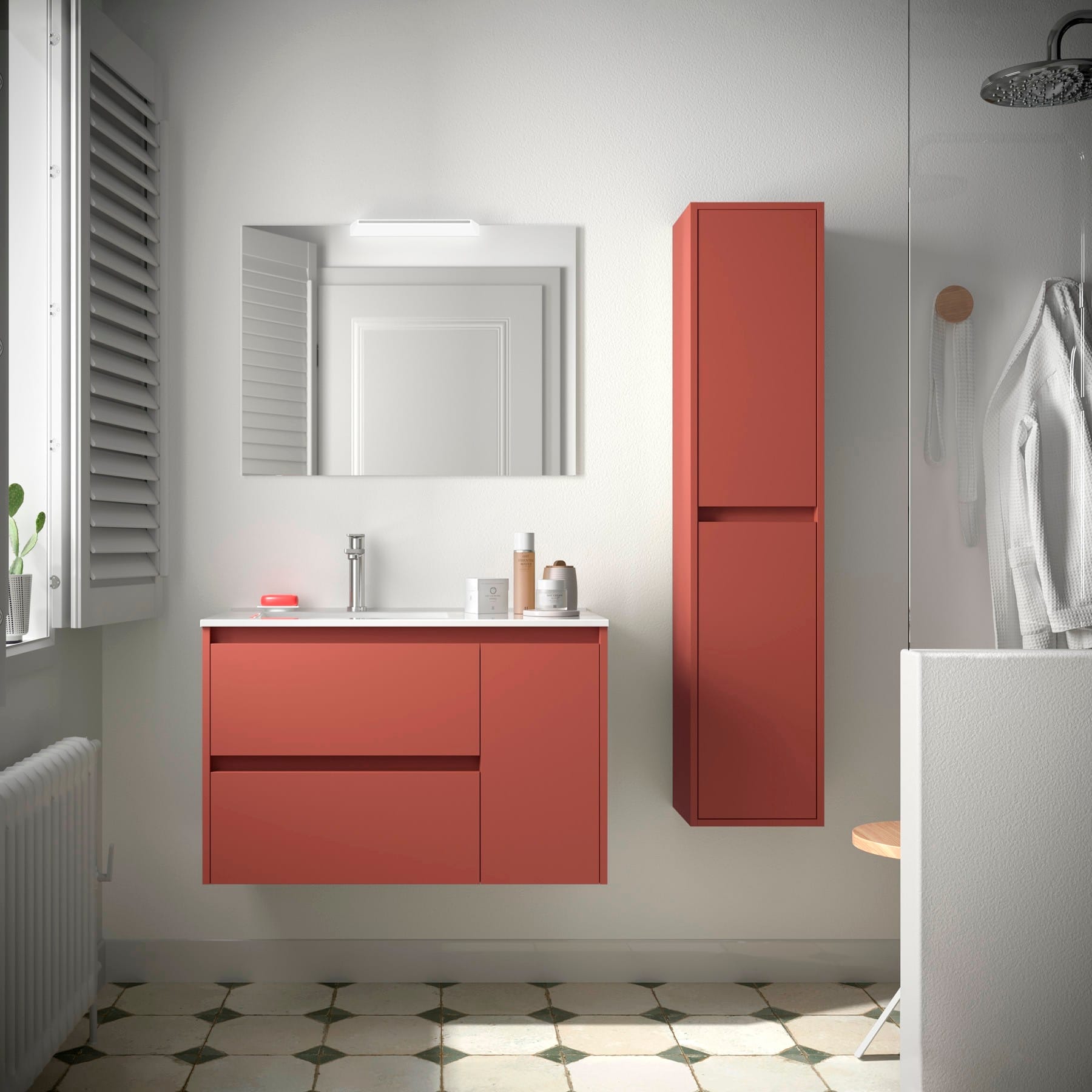 Noja 2C1 - Mueble de baño suspendido con lavabo encastrado
