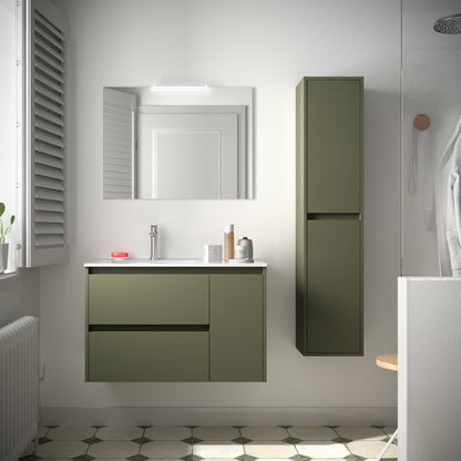 Noja 2C1 - Mueble de baño suspendido con lavabo encastrado