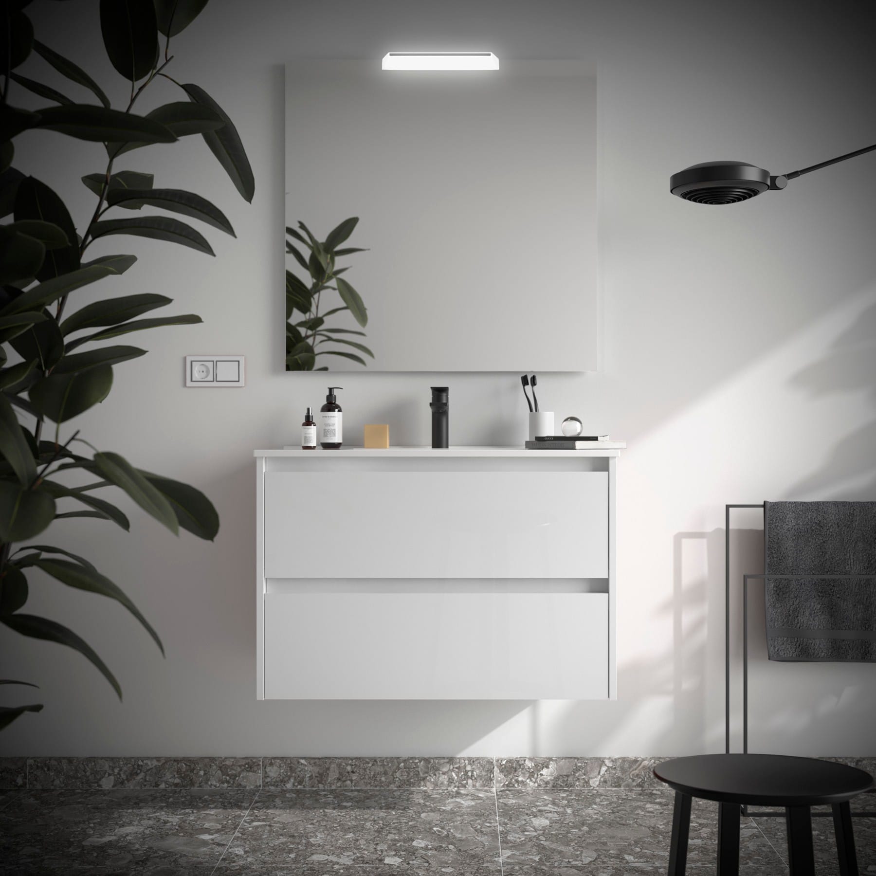 Noja 2C - Mueble de baño suspendido con lavabo encastrado