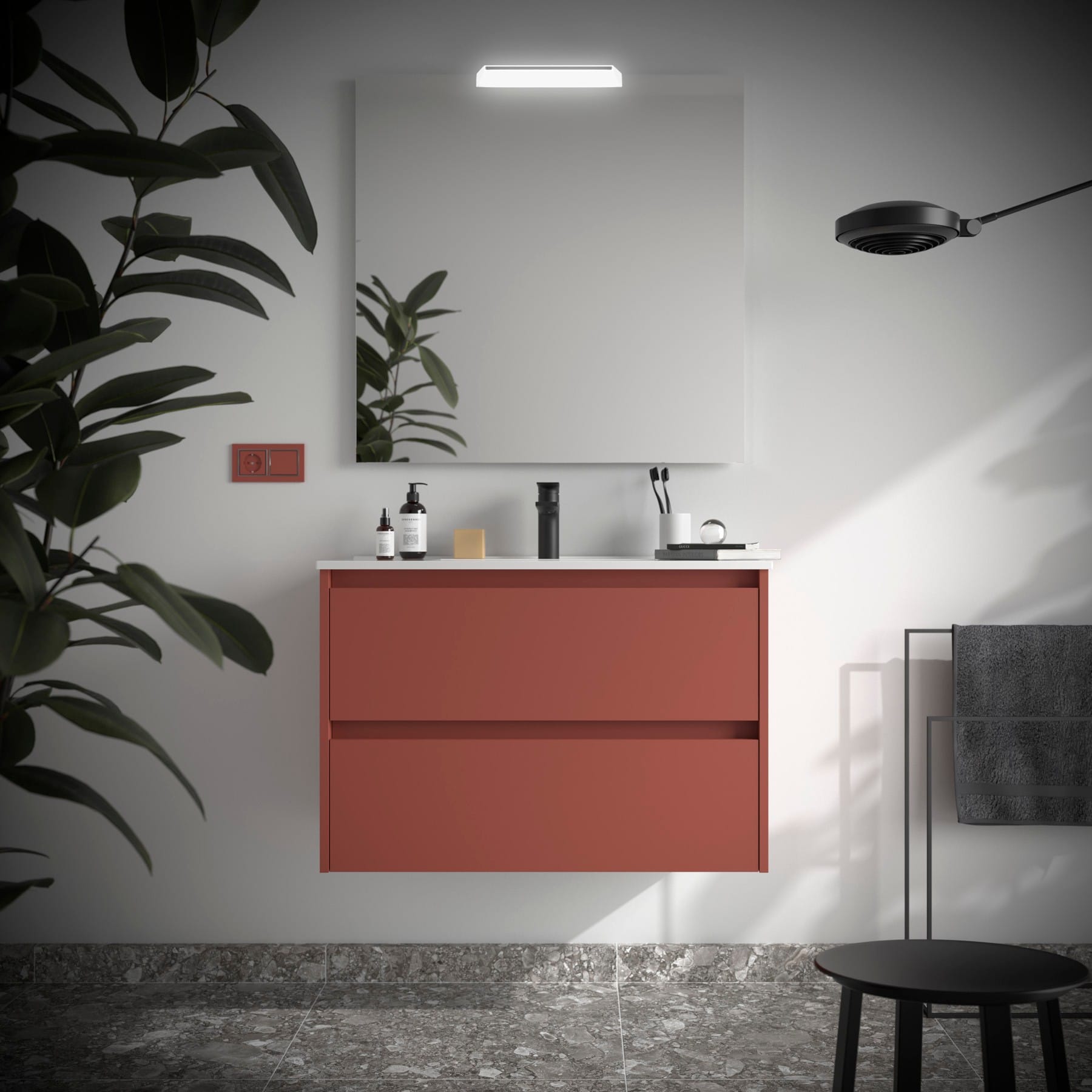 Noja 2C - Mueble de baño suspendido con lavabo encastrado