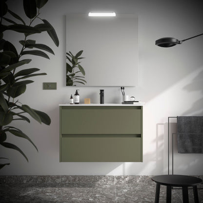 Noja 2C - Mueble de baño suspendido con lavabo encastrado