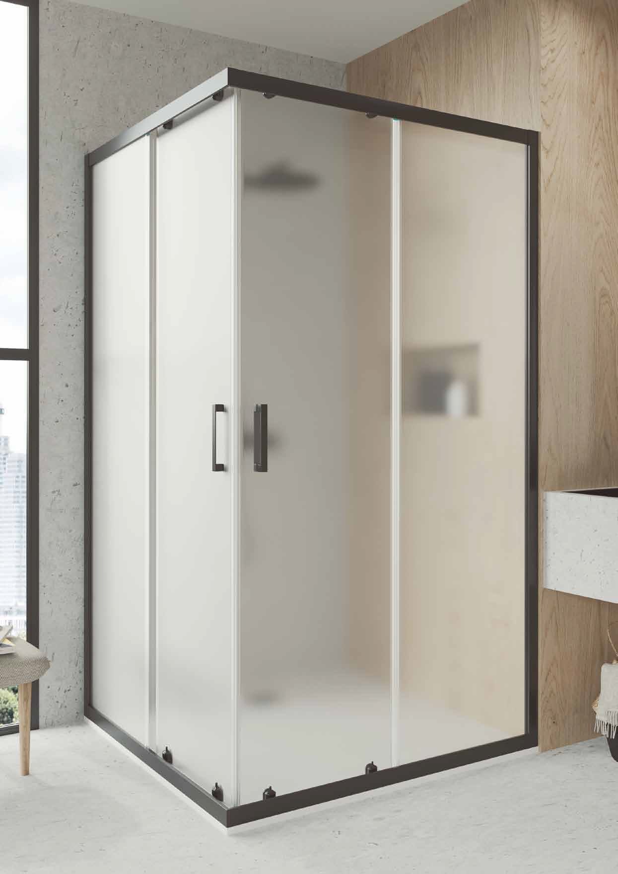 Getafe R2P - Mampara de Ducha Corredera Angular con 2 puertas reversibles
