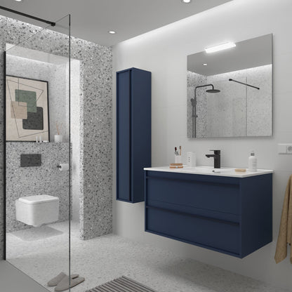 Mueble de baño suspendido Sella 2C acabado azul satinado