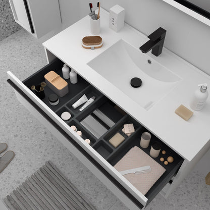 Mueble de baño suspendido Sella 4C detalle cajón blanco cotton