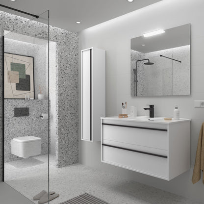 Mueble de baño suspendido Sella 2C acabado blanco satinado