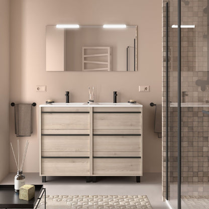 Mueble de baño suspendido Sella 6C 120 cm acabado natural | Nebadoon